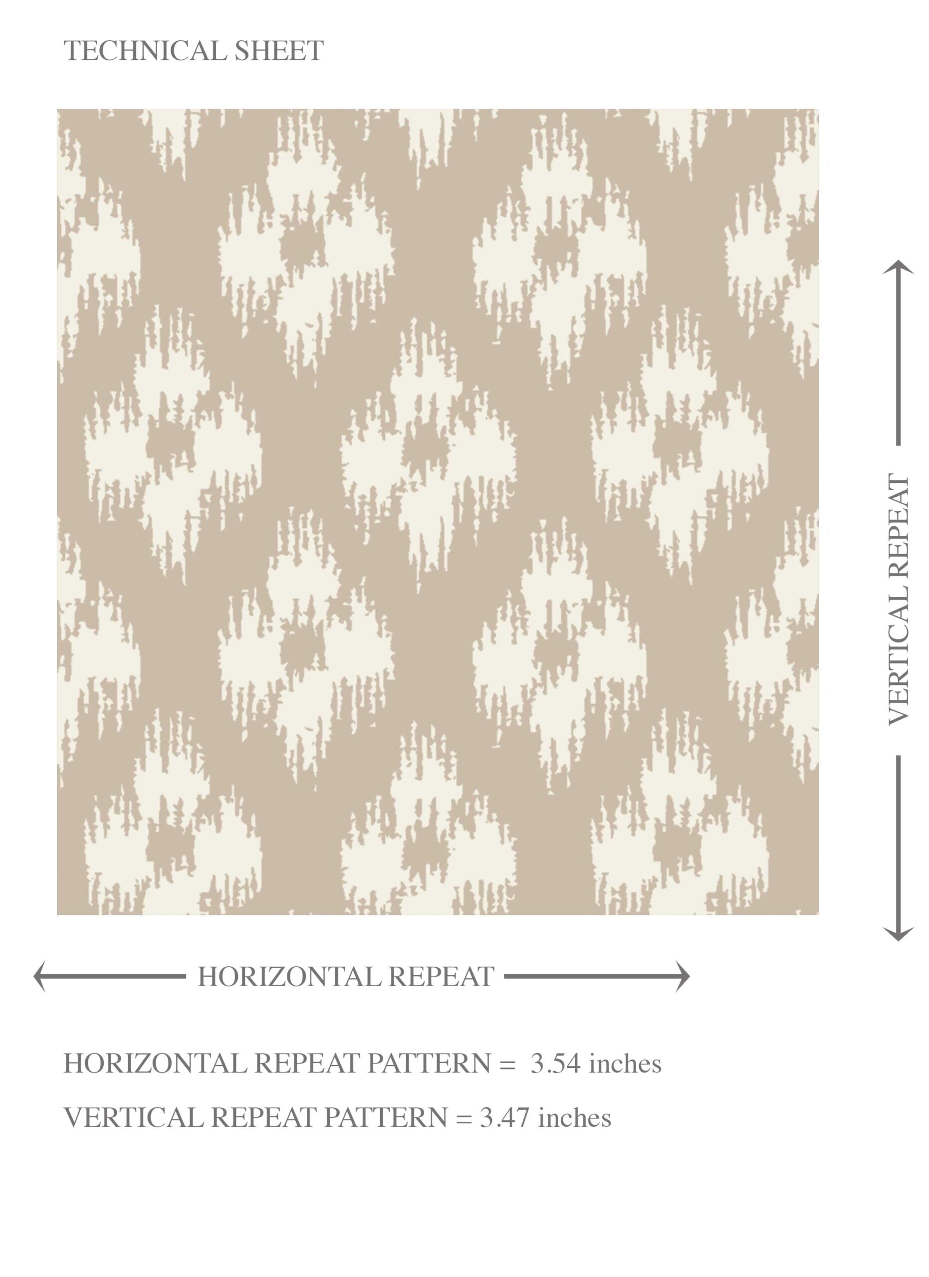Neutral Small Geometric Ikat-Style Floral Block Print Kids Room Wallpaper (Beige/ Brown/ Cream)