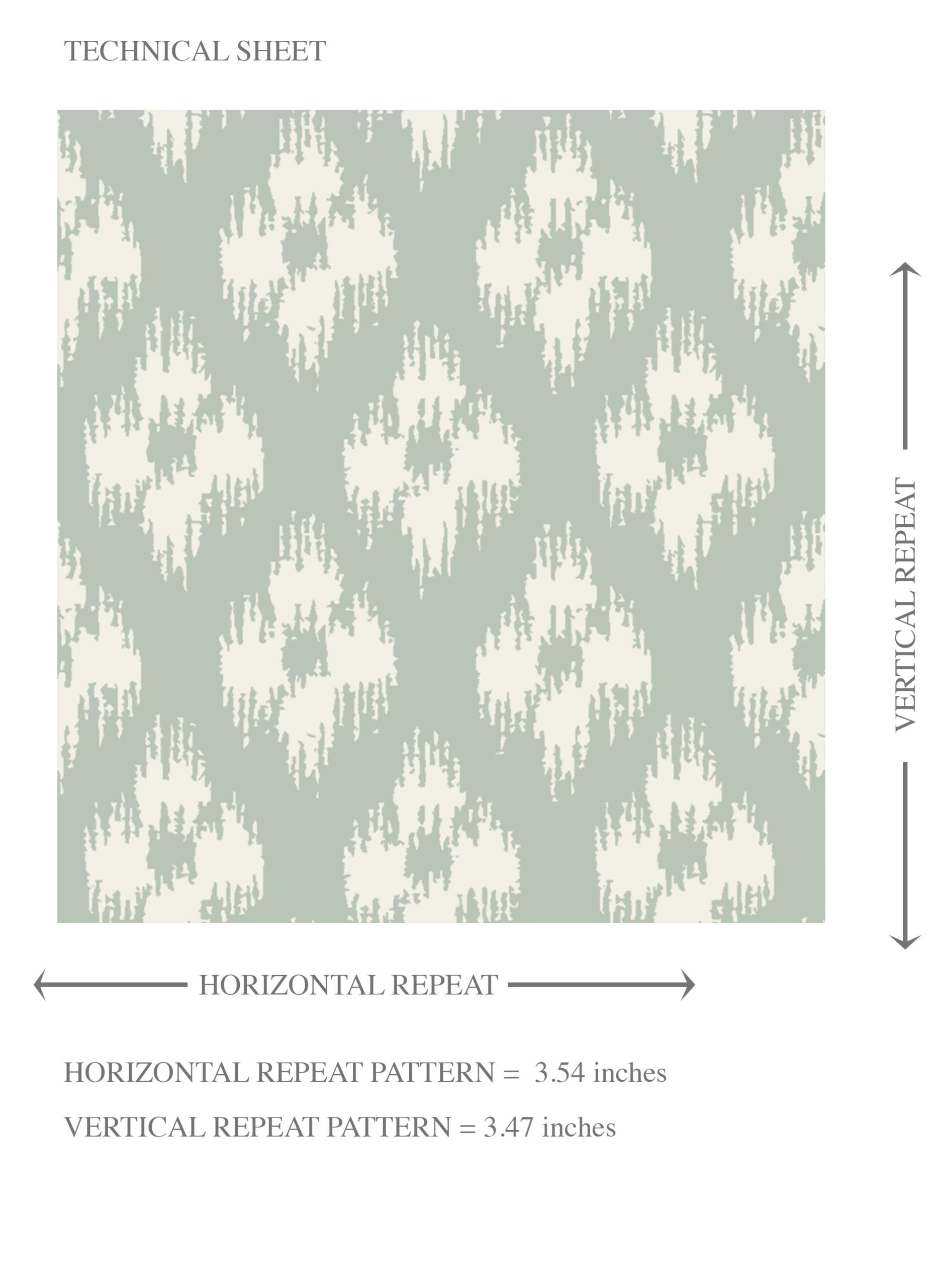 Small Geometric Ikat-Style Floral Block Print Kids Room Wallpaper (Duck Egg Blue/ White)