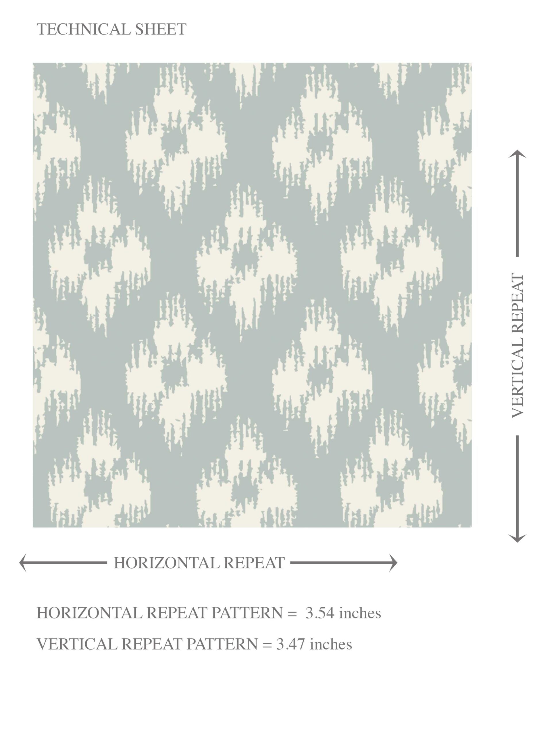 Small Geometric Ikat-Style Floral Block Print Kids Room Wallpaper (Duck Egg Blue/ White)