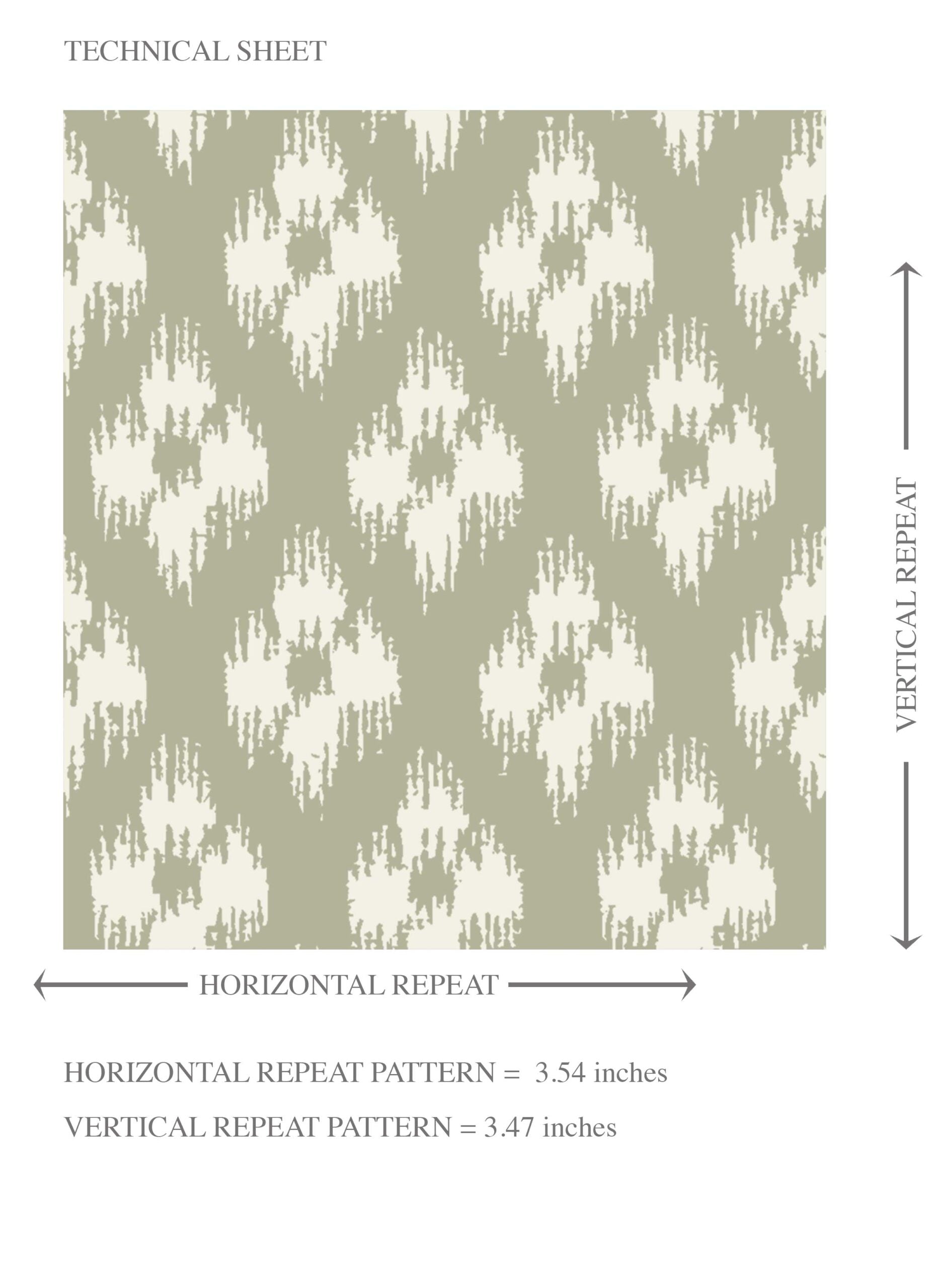 Small Geometric Ikat-Style Floral Block Print Kids Room Wallpaper Sample (Green/ White)