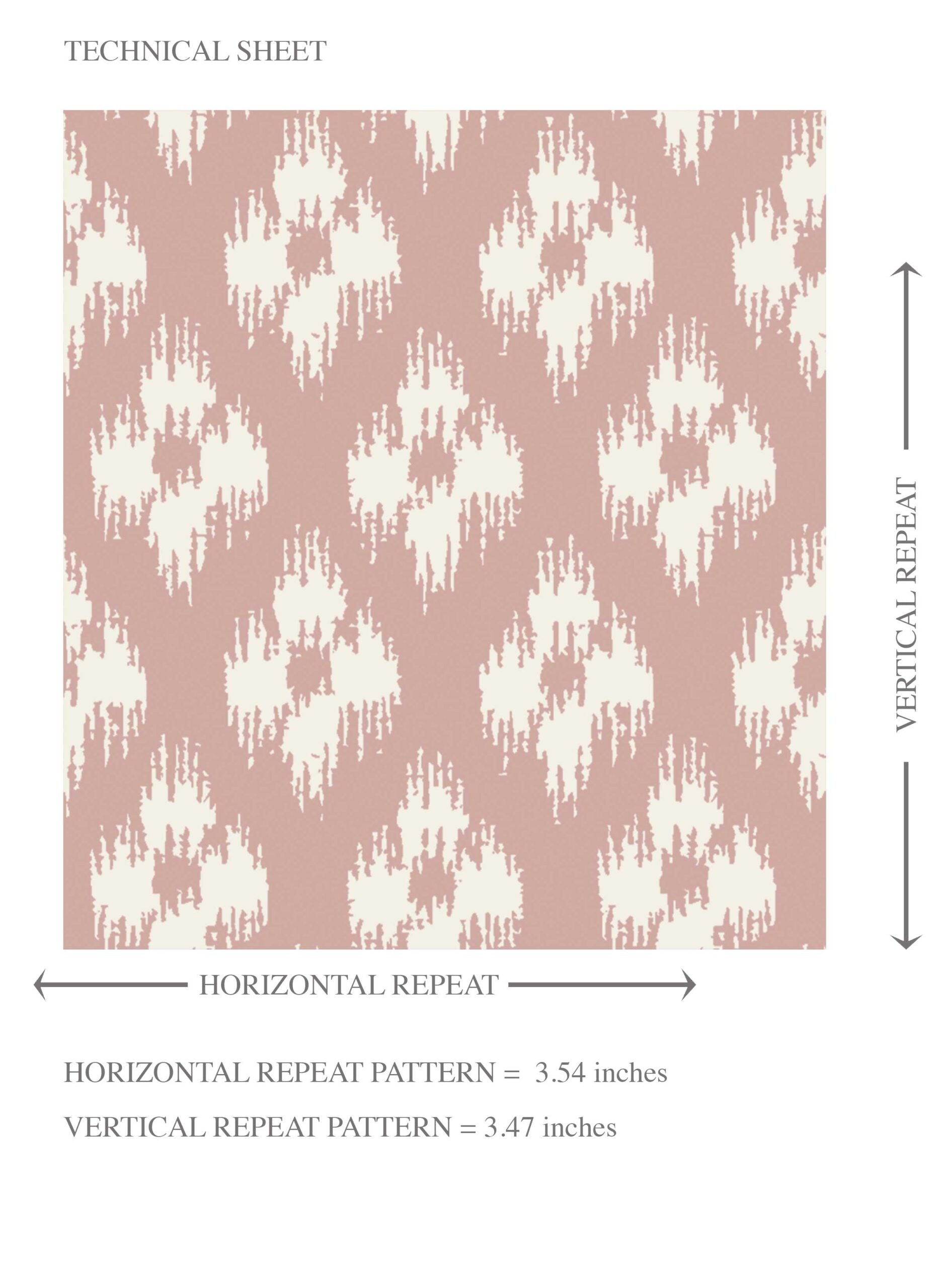 Small Geometric Ikat-Style Floral Block Print Kids Room Wallpaper Sample (Pink/ White)