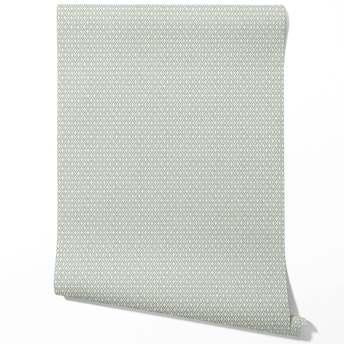 Geometric Diamond Lattice Kitchen Wallpaper (Green-Gray/ White)