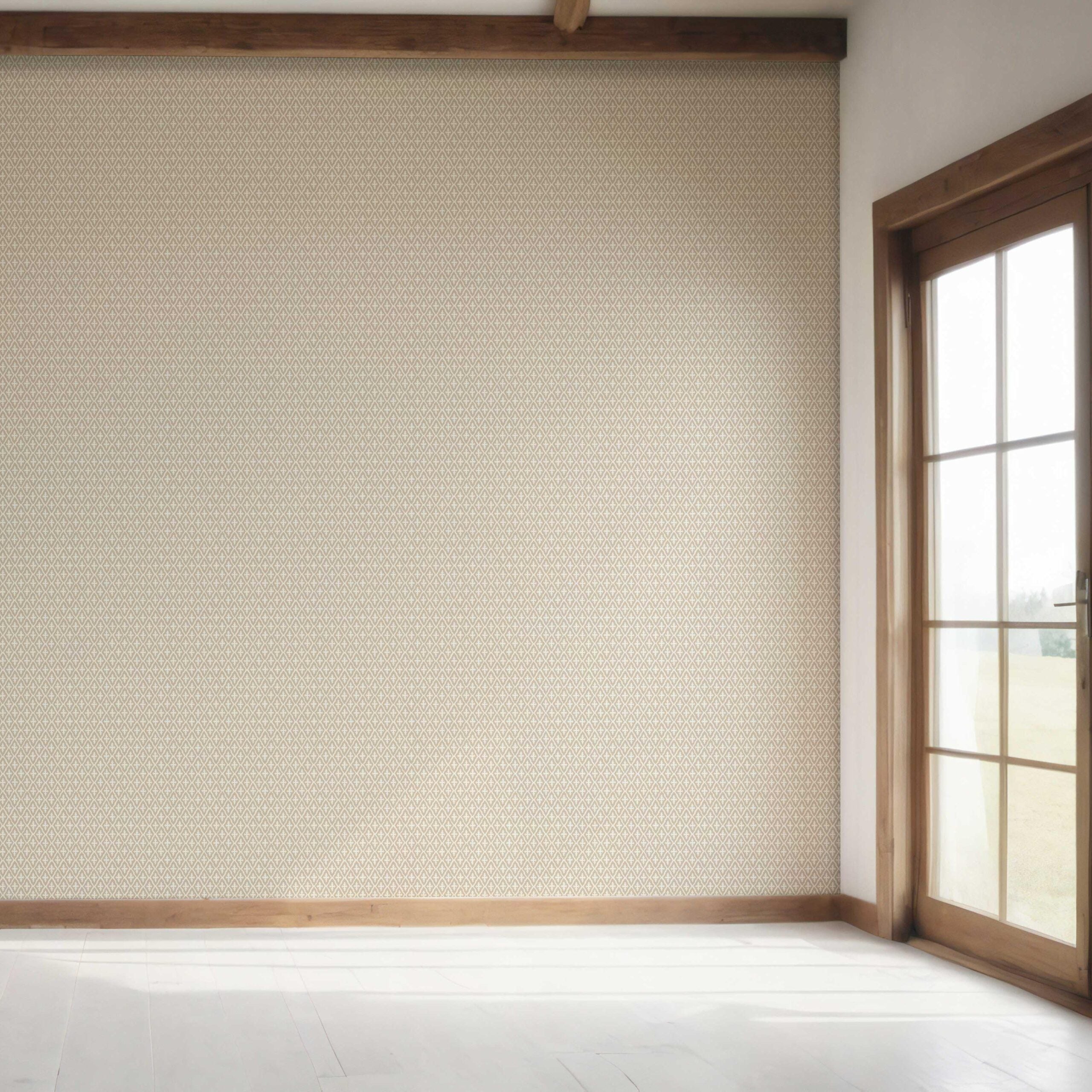 Neutral Geometric Diamond Lattice Bedroom Wallpaper Sample (Beige/ Light Brown/ White)
