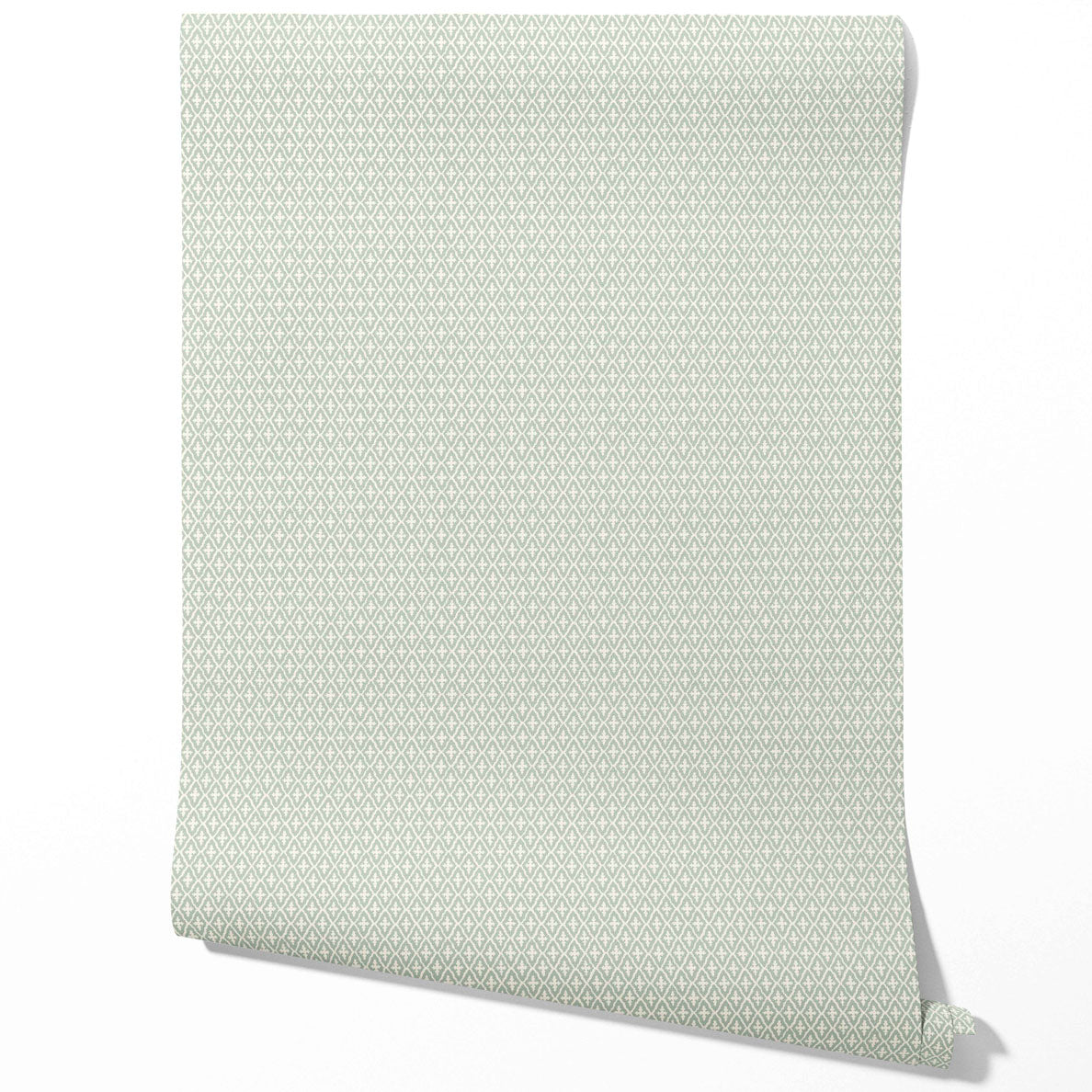 Geometric Diamond Lattice Kitchen Wallpaper (Green/ White)