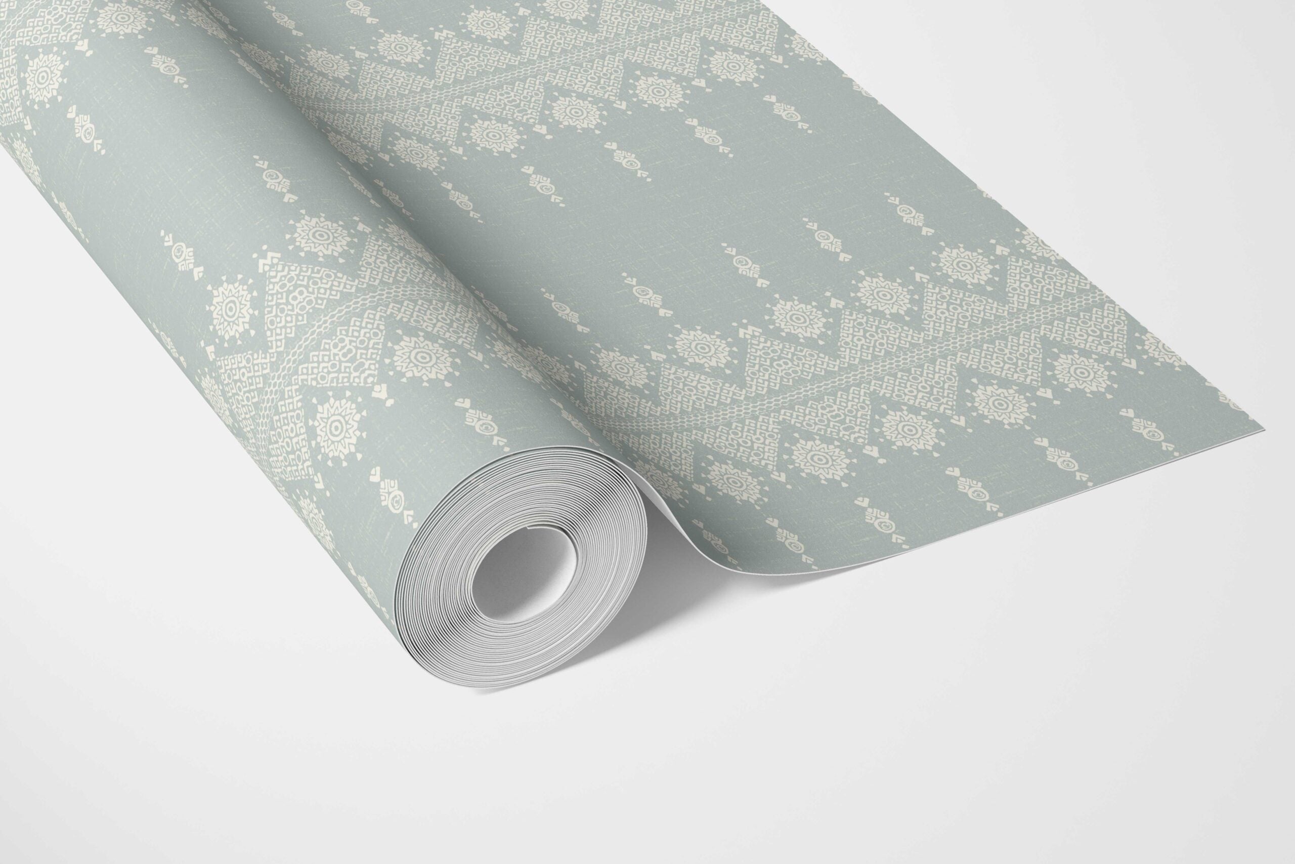 Floral Striped Bathroom Wallpaper (Duck Egg Blue/ Off-White)