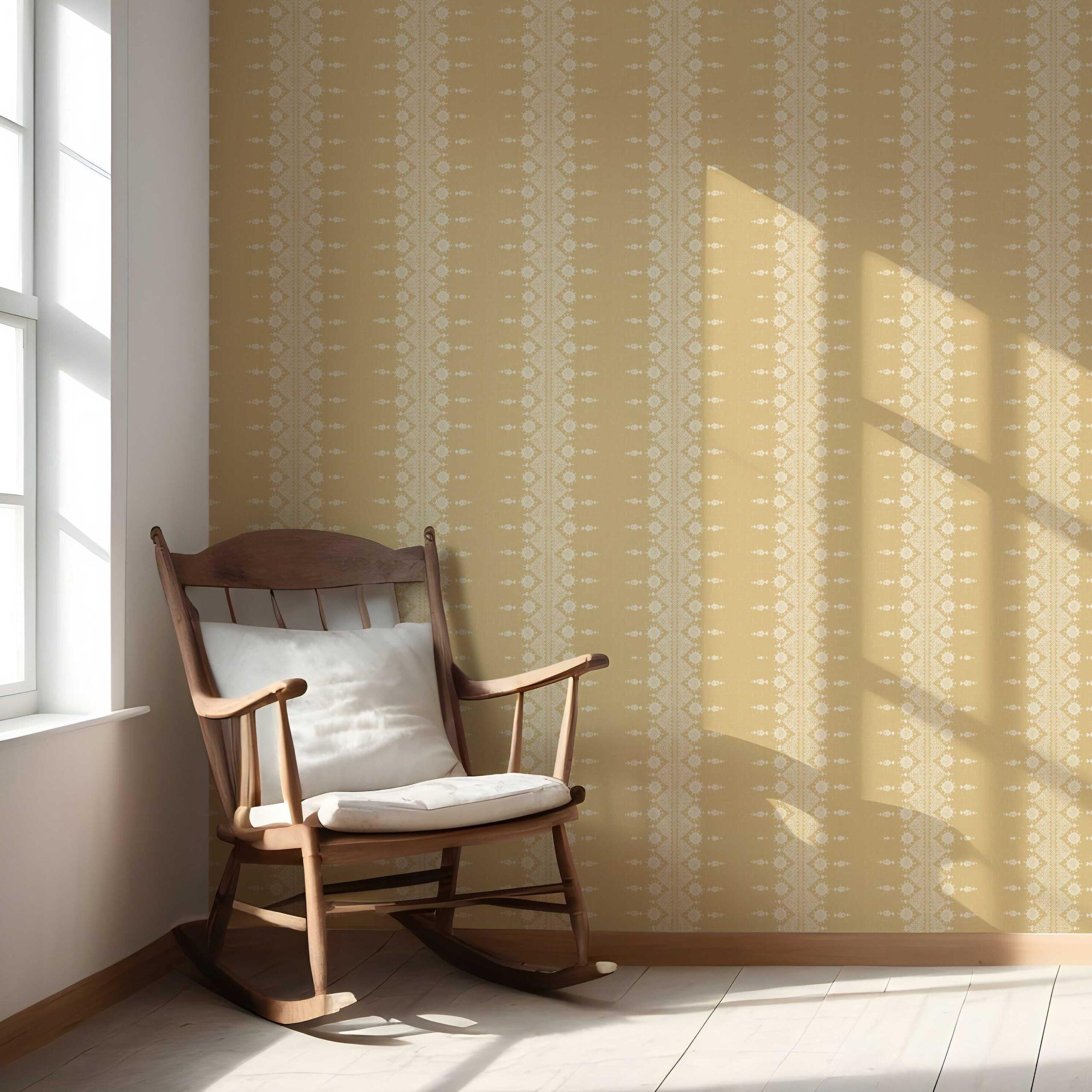 Floral Striped Nursery Wallpaper (Yellow/ Off-White)
