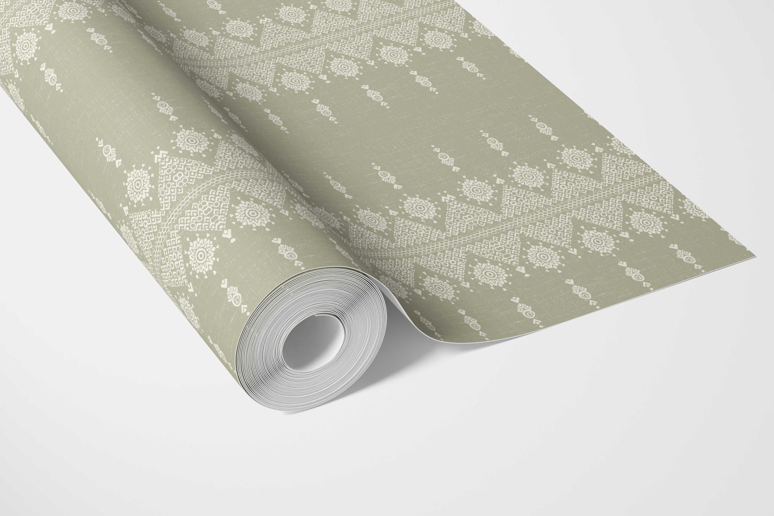 Floral Striped Bathroom Wallpaper (Green/ Off-White)