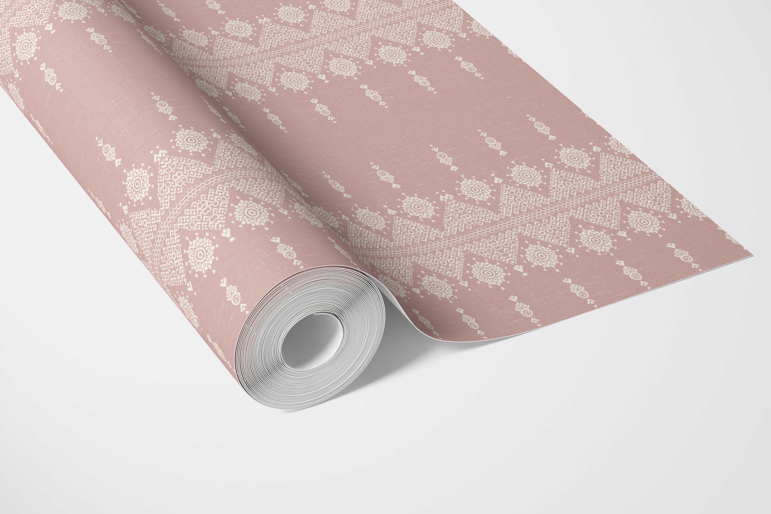 Floral Striped Bathroom Wallpaper (Pink/ Off-White)