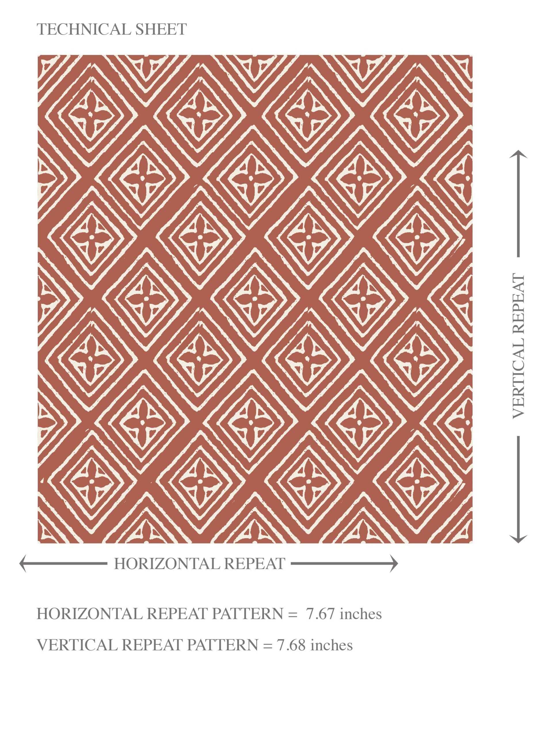 Small Diamond Lattice/ Textured Check Kids Room Wallpaper Sample (Terracotta Red/ White)