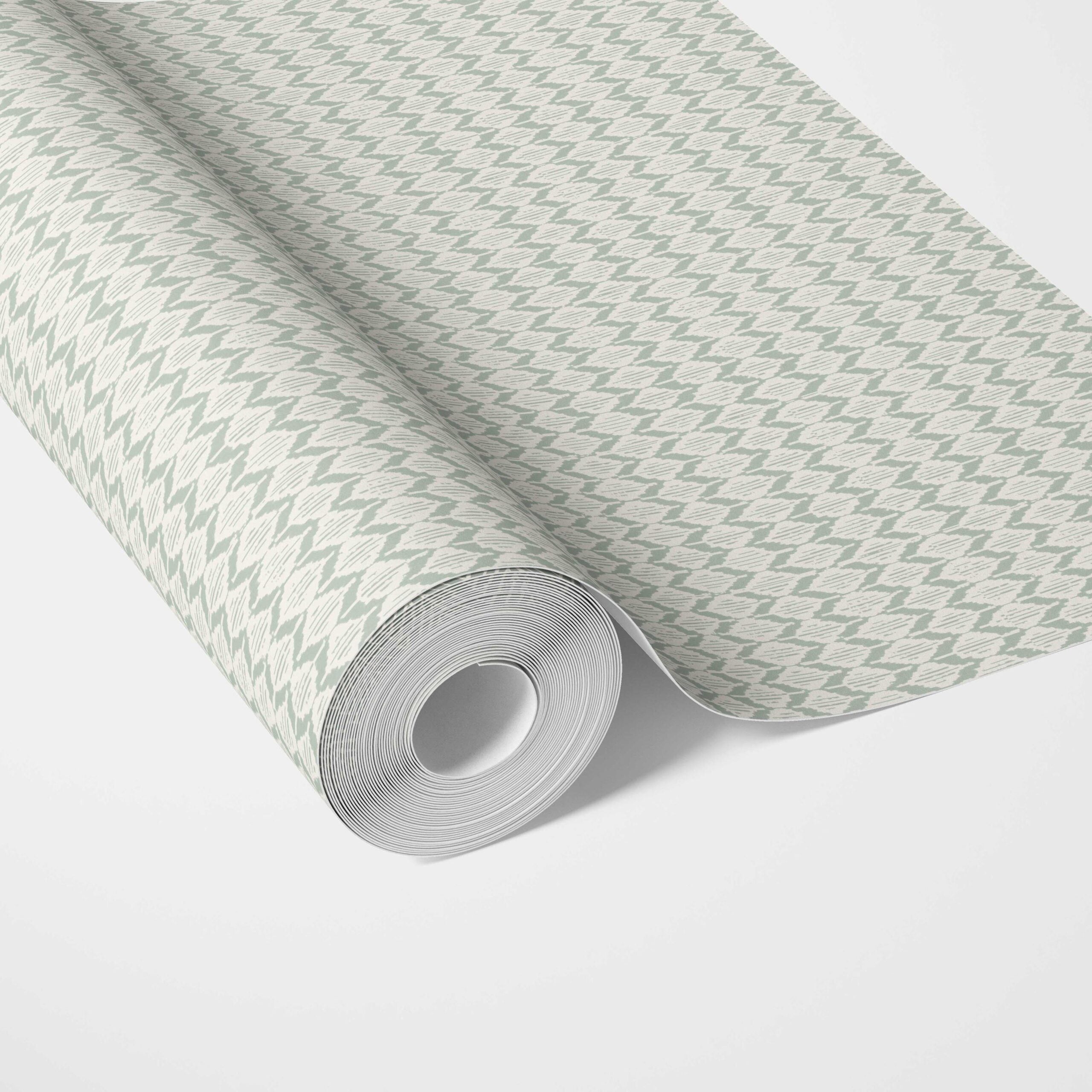 Geometric Ikat Striped Traditional Wallpaper (Duck Egg Blue/ White)