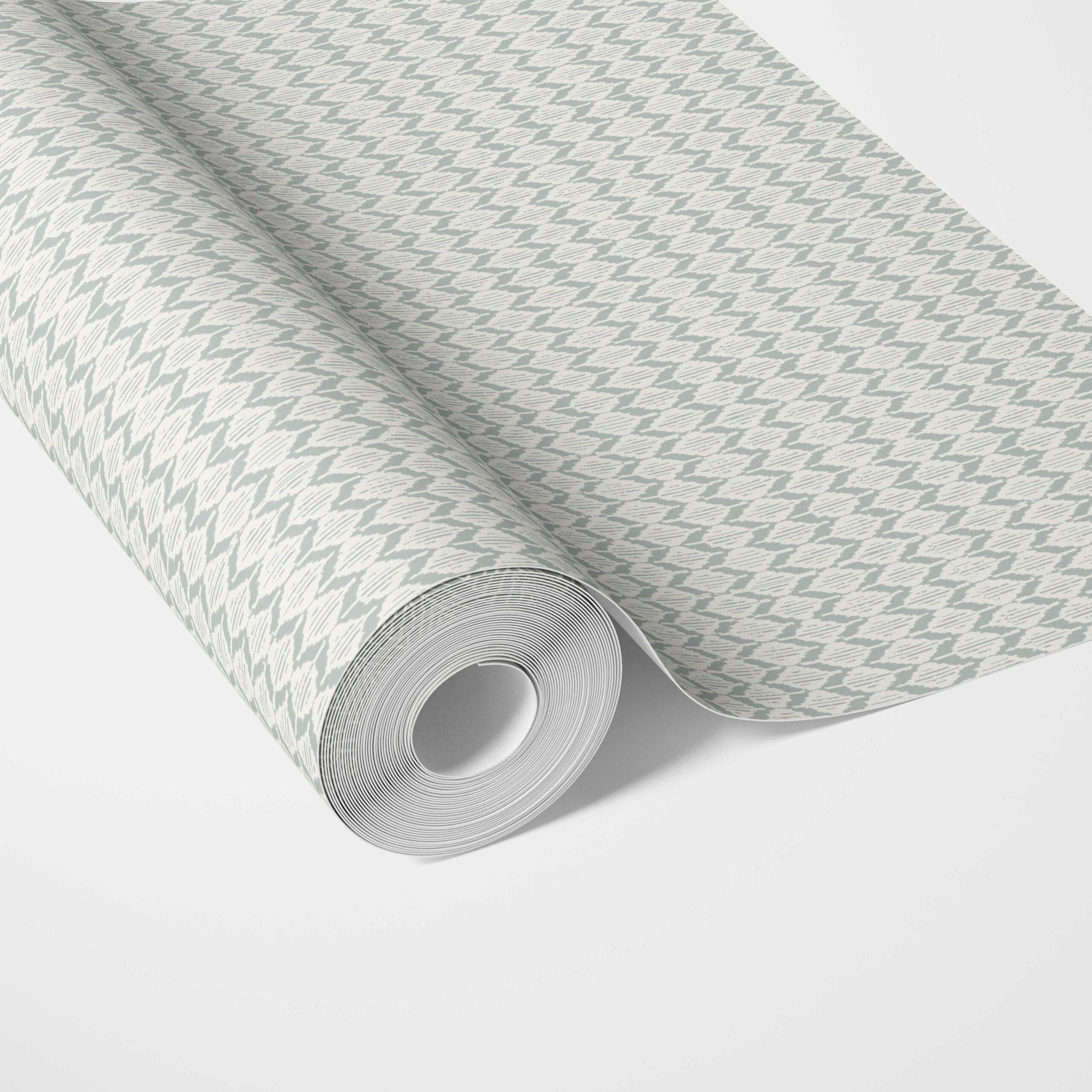 Neutral Ikat Striped Traditional Wallpaper (Light Gray- Blue/ White)