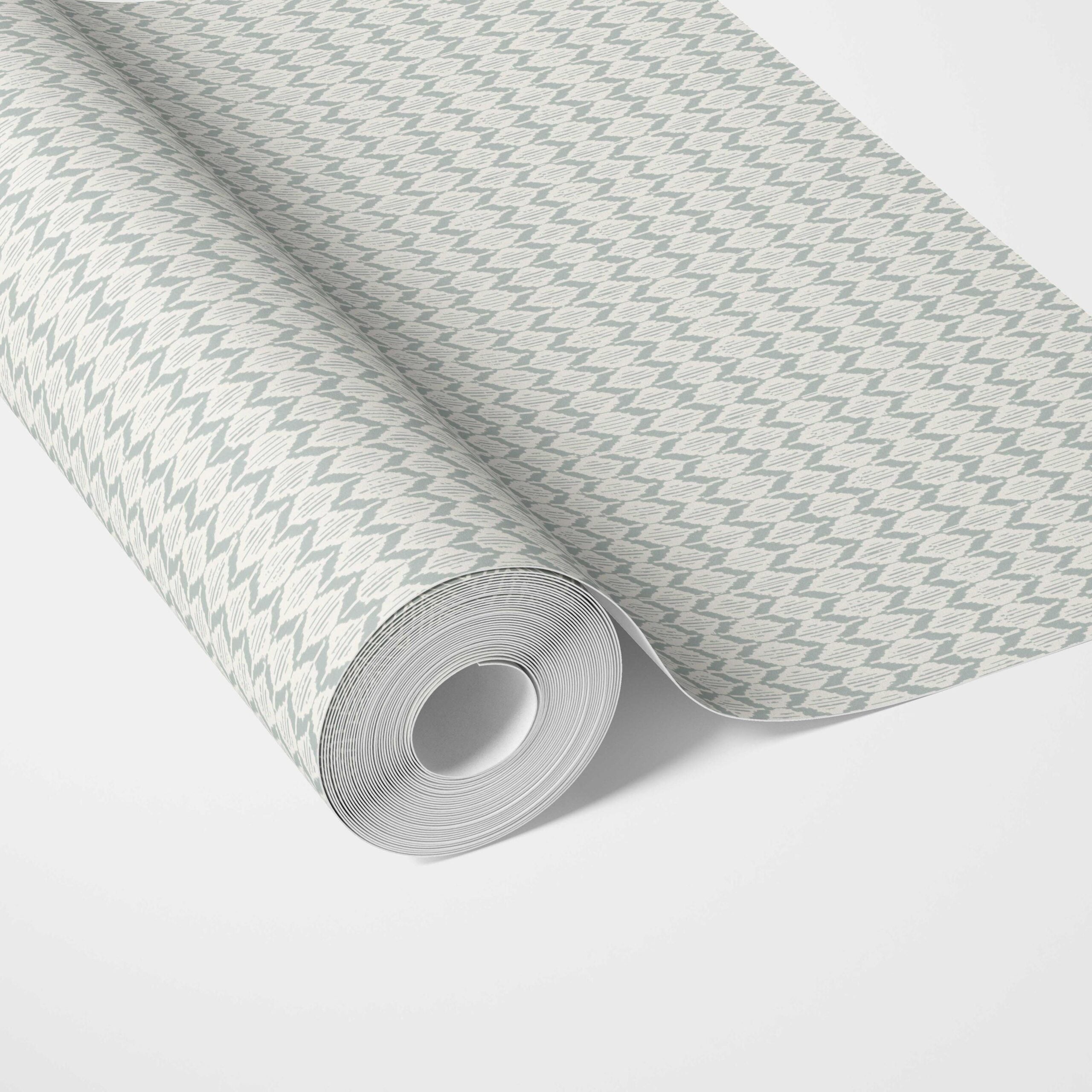 Neutral Ikat Striped Traditional Wallpaper (Light Gray- Blue/ White)