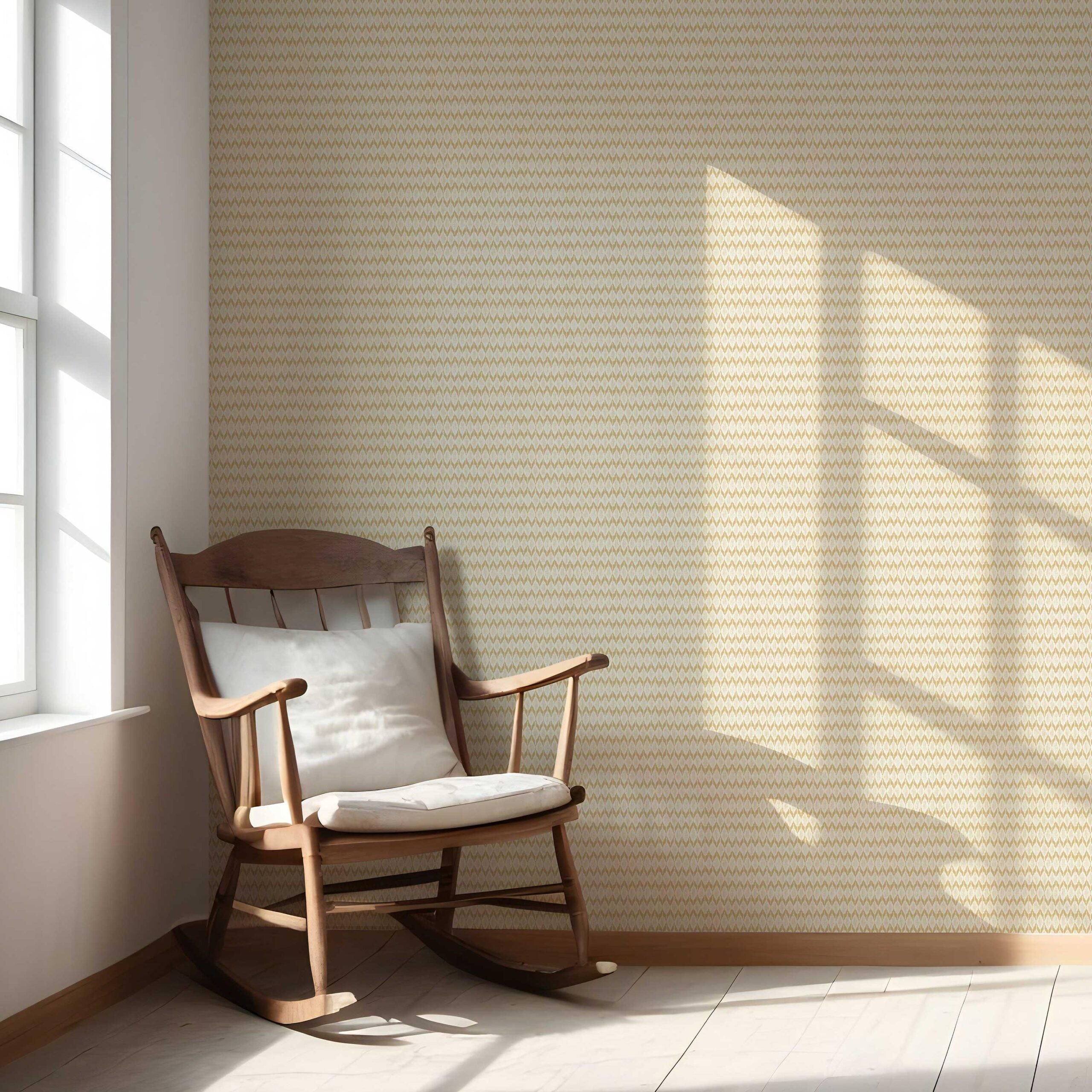 Geometric Ikat Striped Nursery Wallpaper Sample (Yellow/ White)