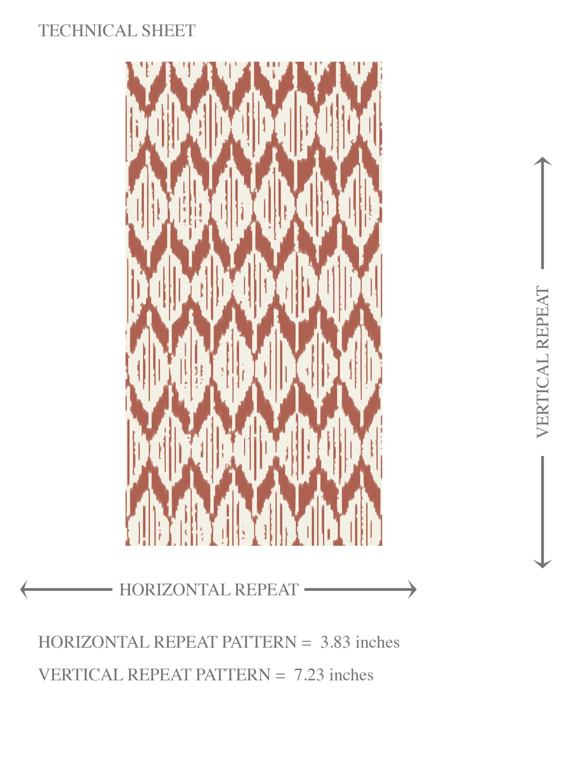 Geometric Ikat Striped Kids Room Wallpaper Sample (Brick Red/ White)