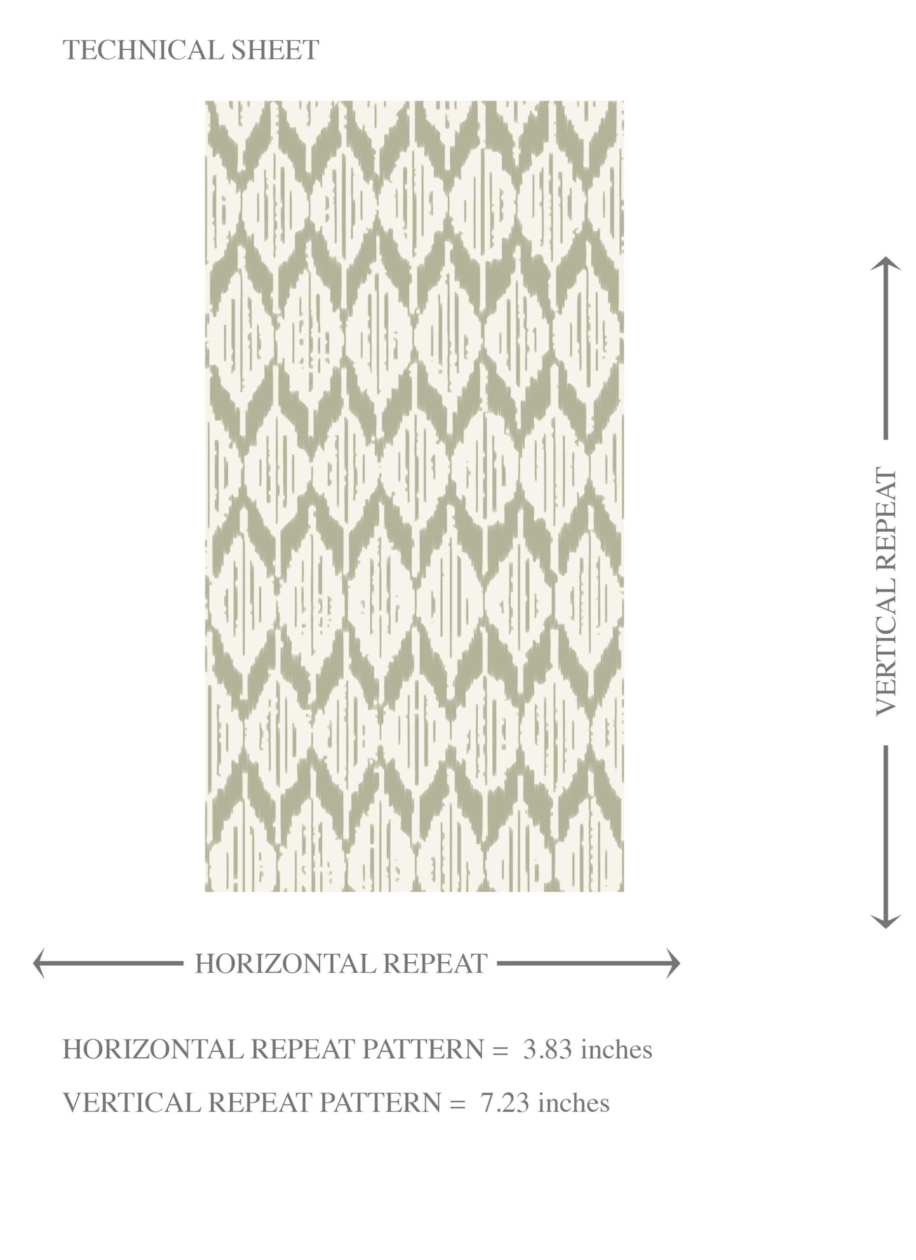 Geometric Ikat Striped Kids Room Wallpaper (Olive Green/ White)