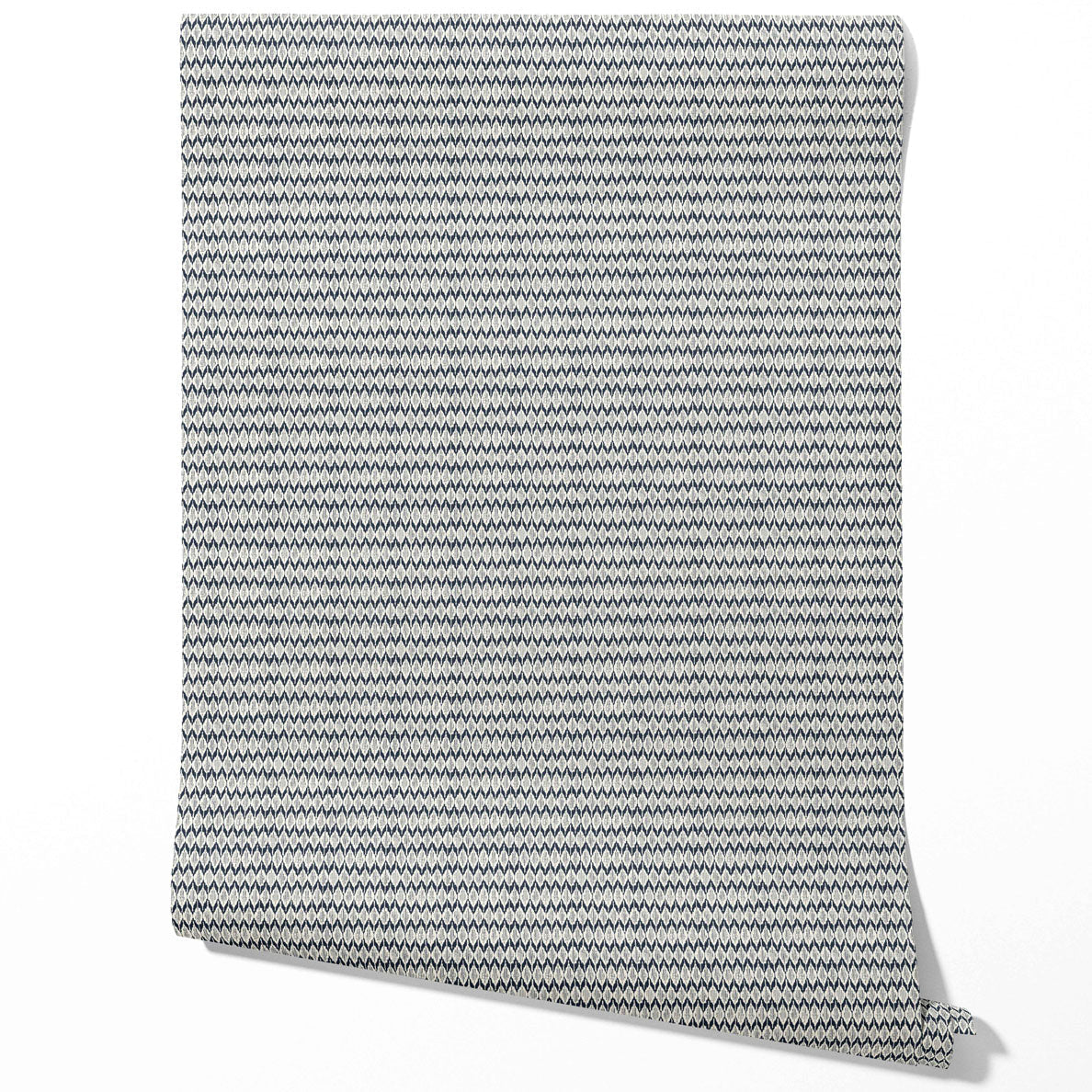 Geometric Ikat Striped Kitchen Wallpaper Sample (Navy Blue/ White)