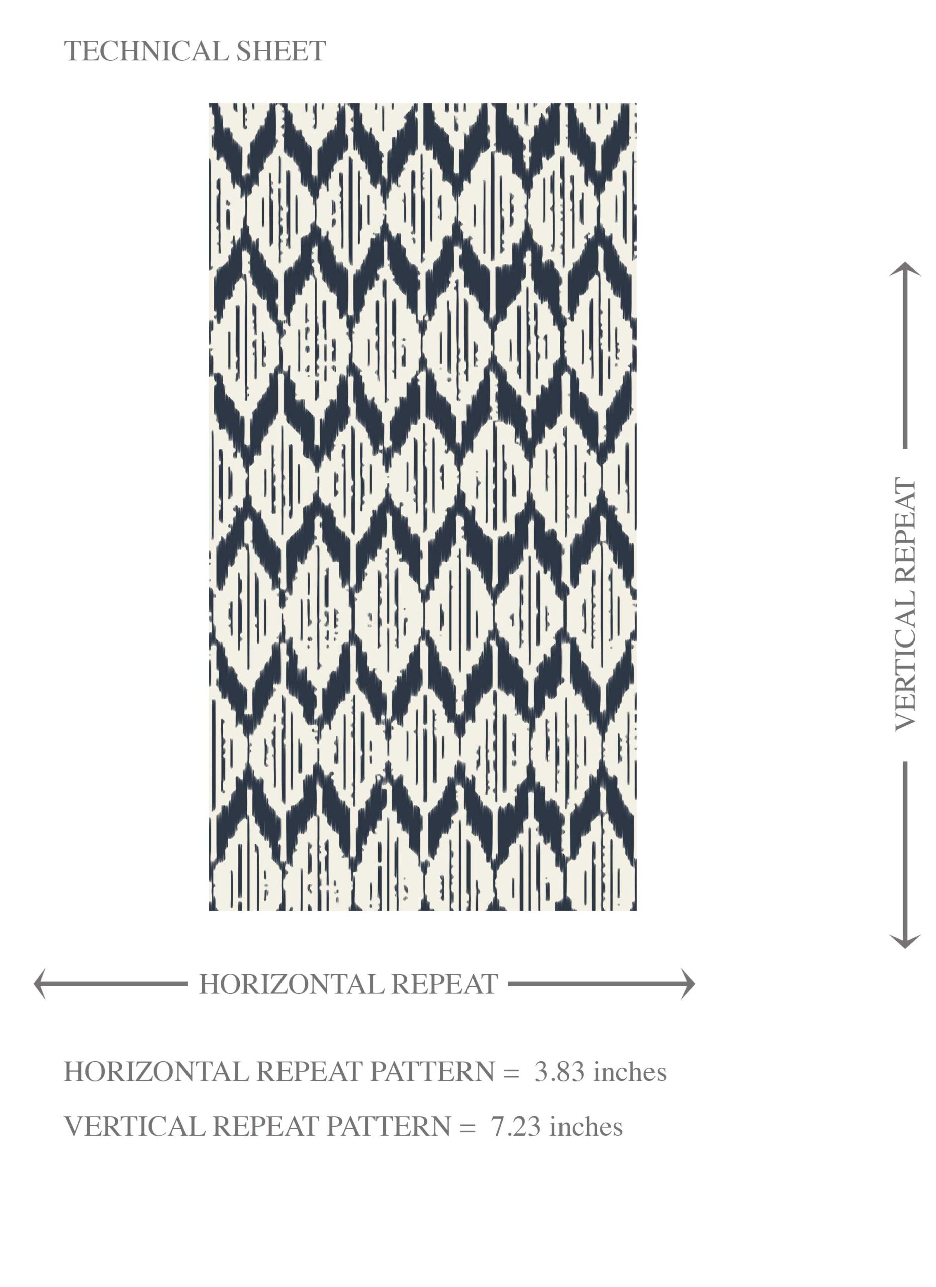 Geometric Ikat Striped Kids Room Wallpaper (Navy Blue/ White)