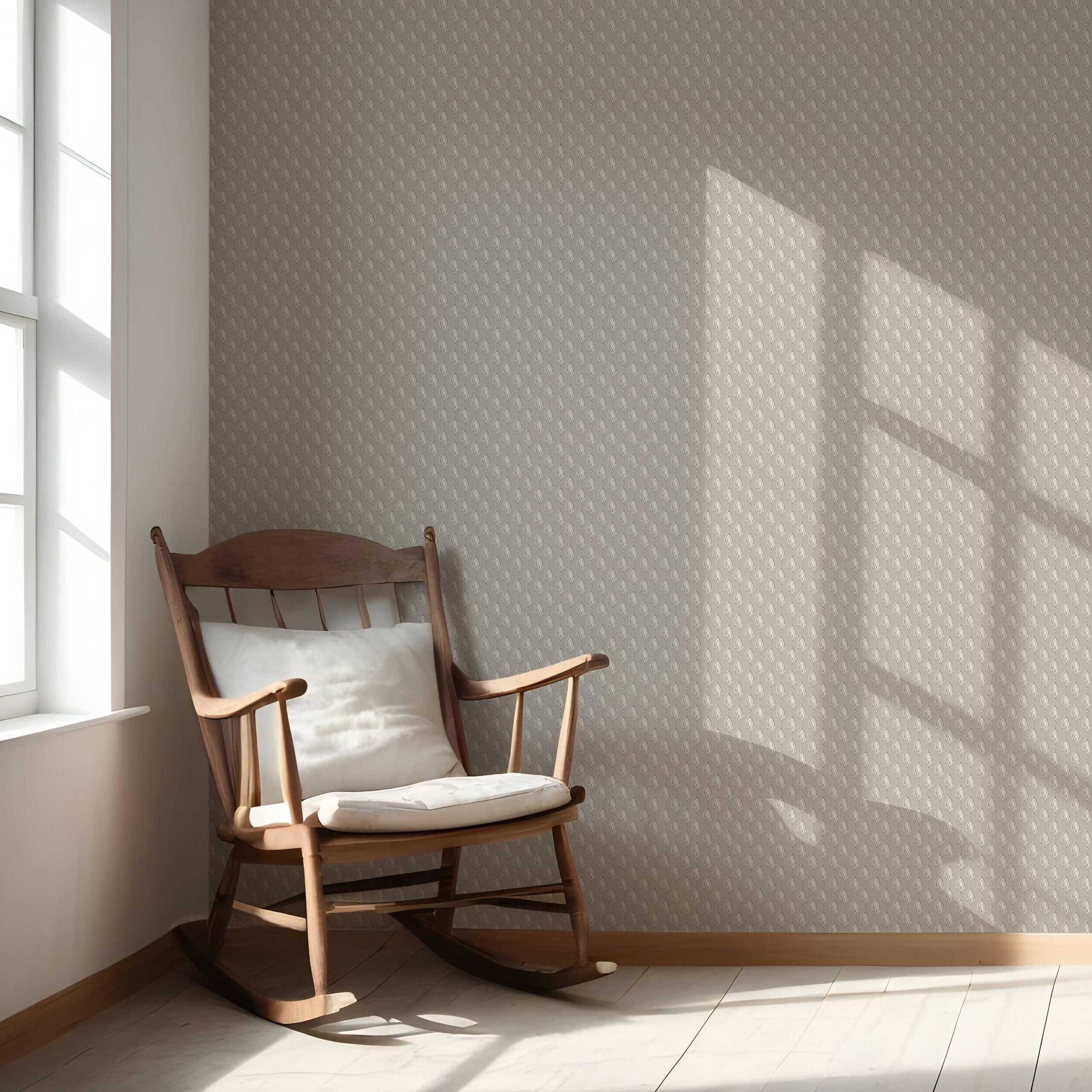 Neutral Textured Teardrop/ Paisley Block Print Nursery Wallpaper (Gray/ Greige/ White)