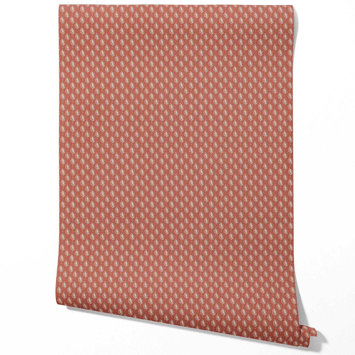 Textured Teardrop/ Paisley Block Print Kitchen Wallpaper (Red/ White)