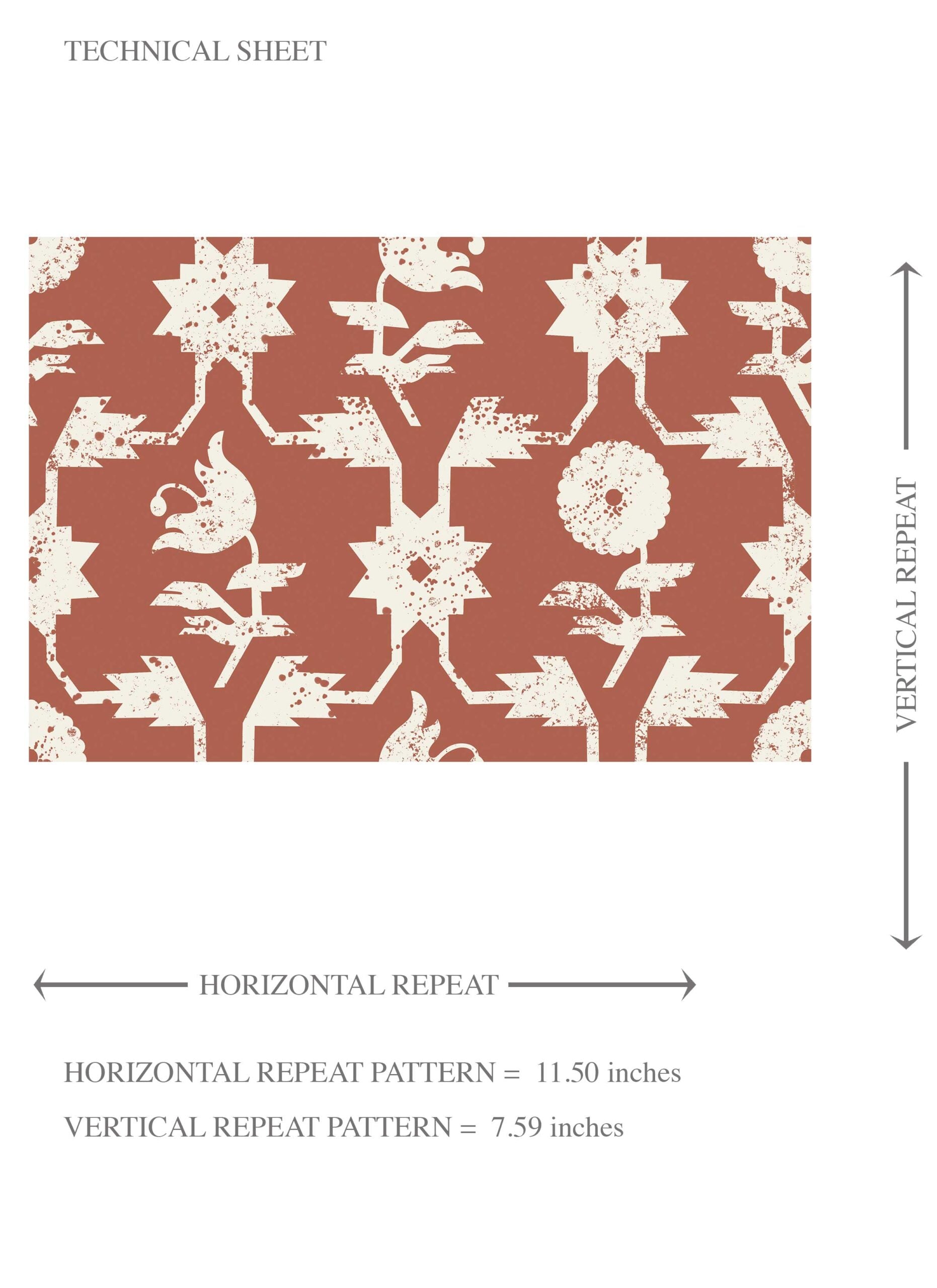 Modern Floral Botanical Kids Room Wallpaper Sample (Terracotta Red/ White)