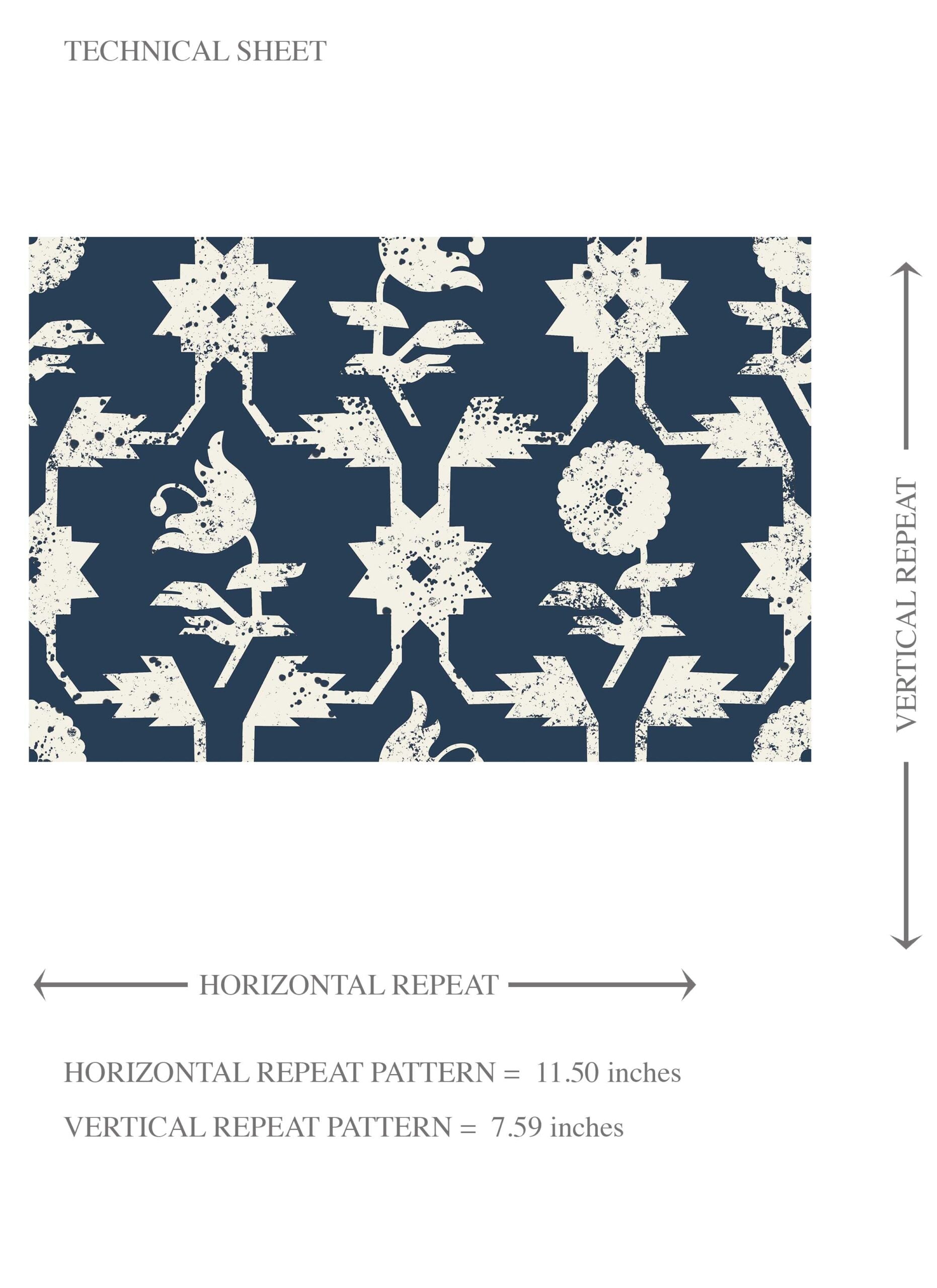 Modern Floral Botanical Kids Room Wallpaper Sample (Navy Blue/ White)