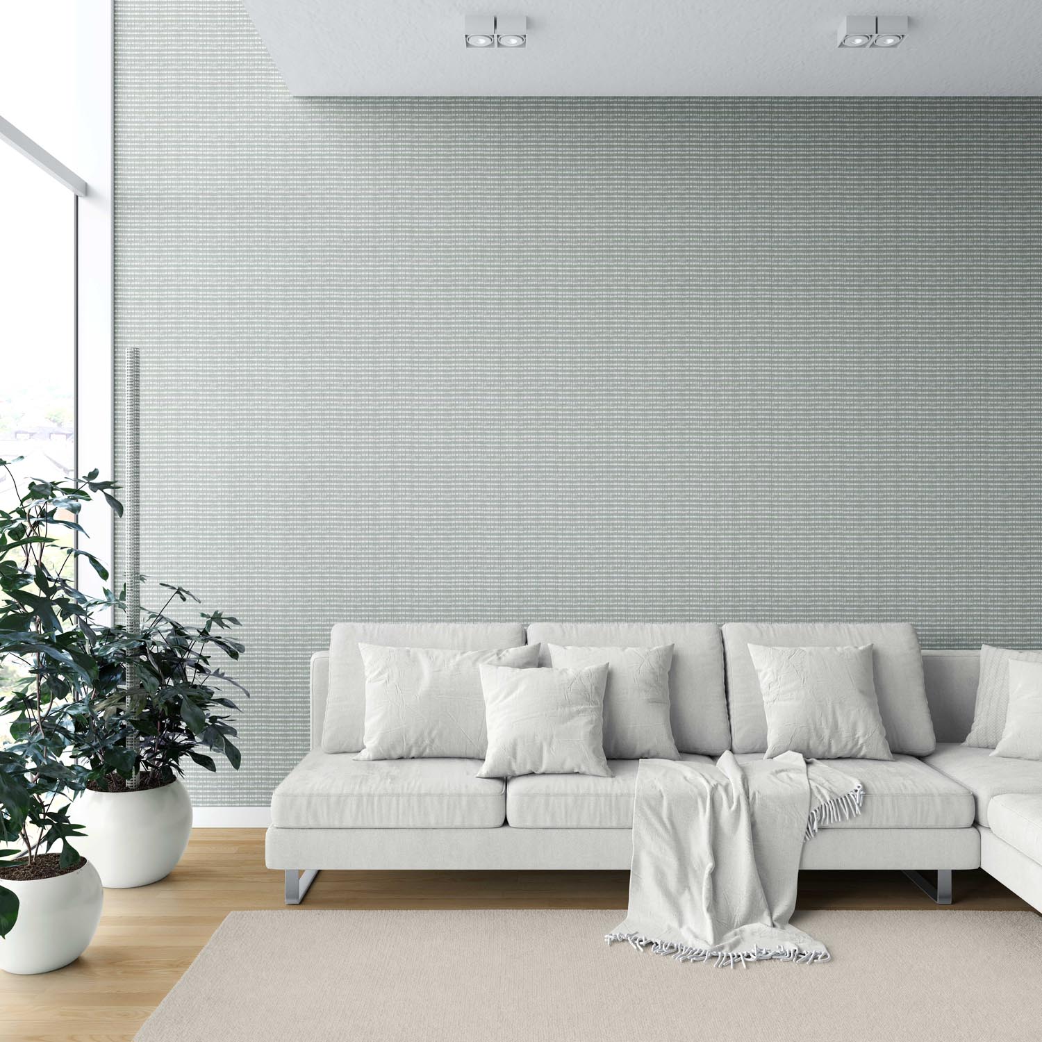 Textured Shibori Effect Striped Shower Toilet Wallpaper (Sage Gray/ White)