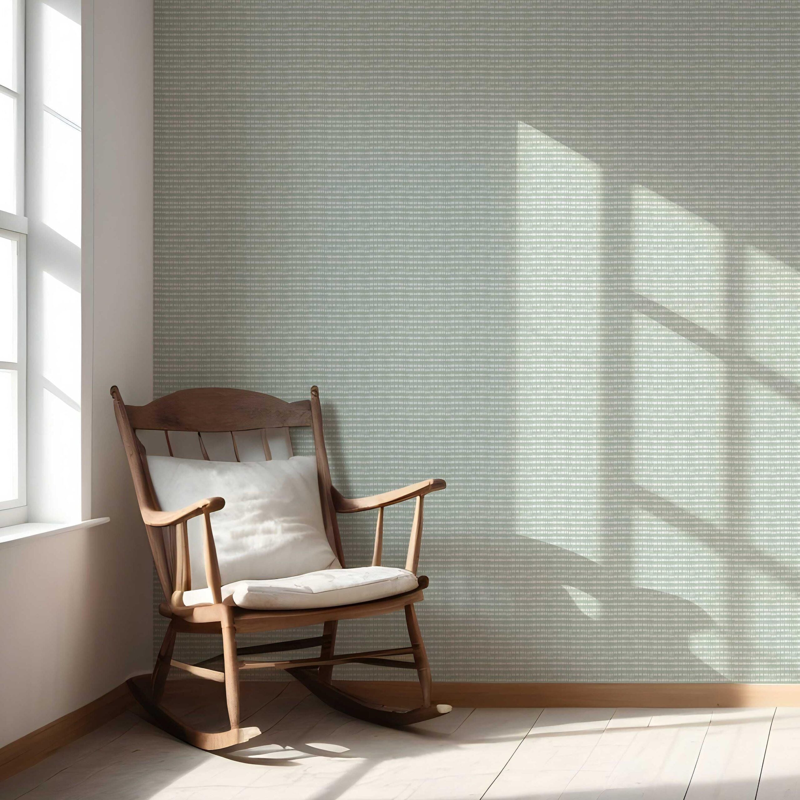 Textured Shibori Effect Striped Nursery Wallpaper (Green/ White)