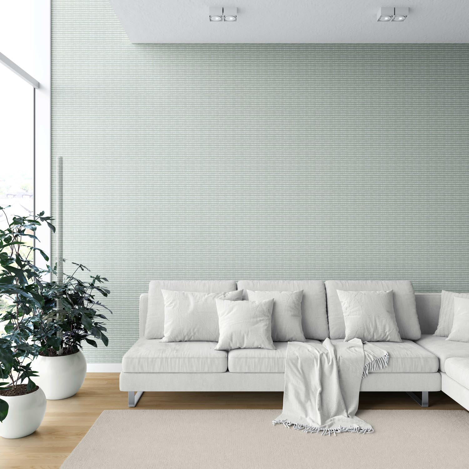 Textured Shibori Effect Striped Shower Toilet Wallpaper (Green/ White)