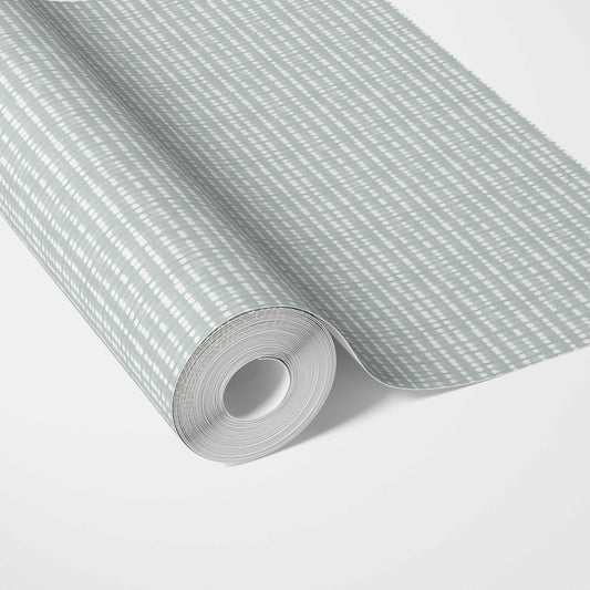 Textured Shibori Effect Striped Traditional Wallpaper Sample (Blue/ White)