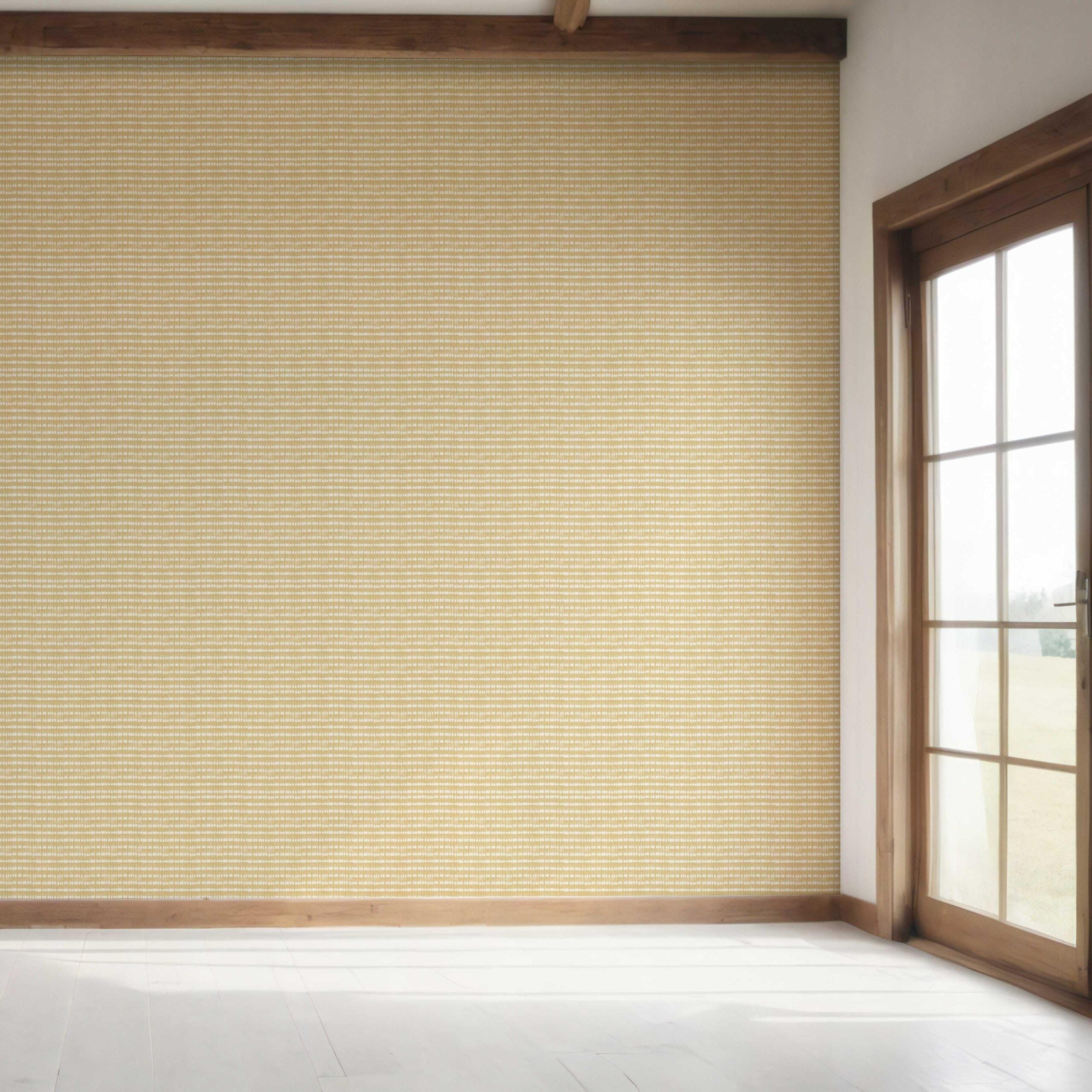 Textured Shibori Effect Striped Bedroom Wallpaper Sample (Yellow/ White)