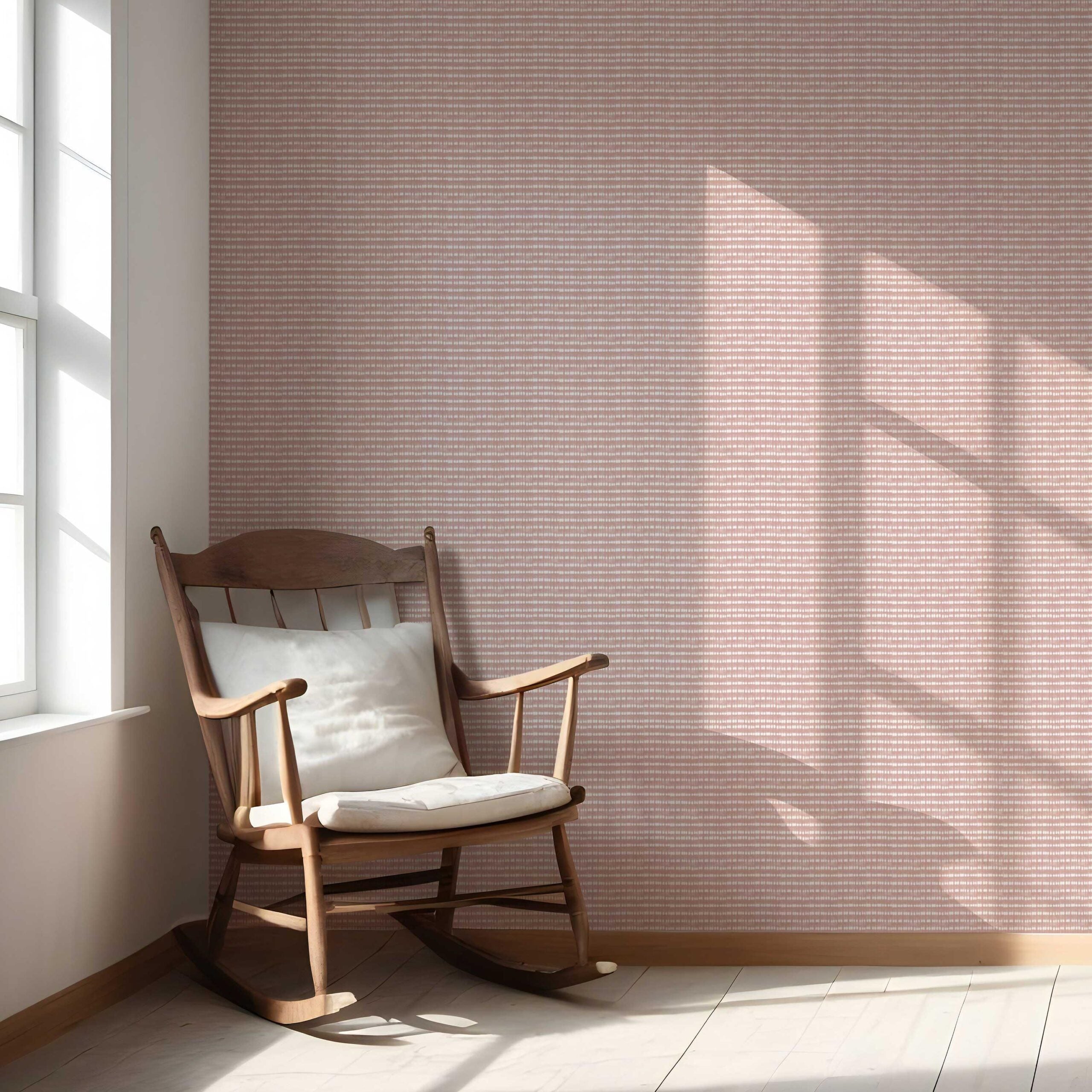 Textured Shibori Effect Striped Nursery Wallpaper (Pink/ White)