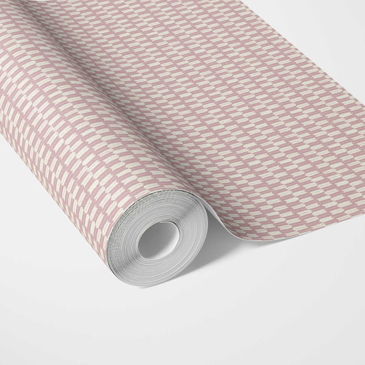 Modern Geometric Micro-Print Traditional Wallpaper (Pink/ White)