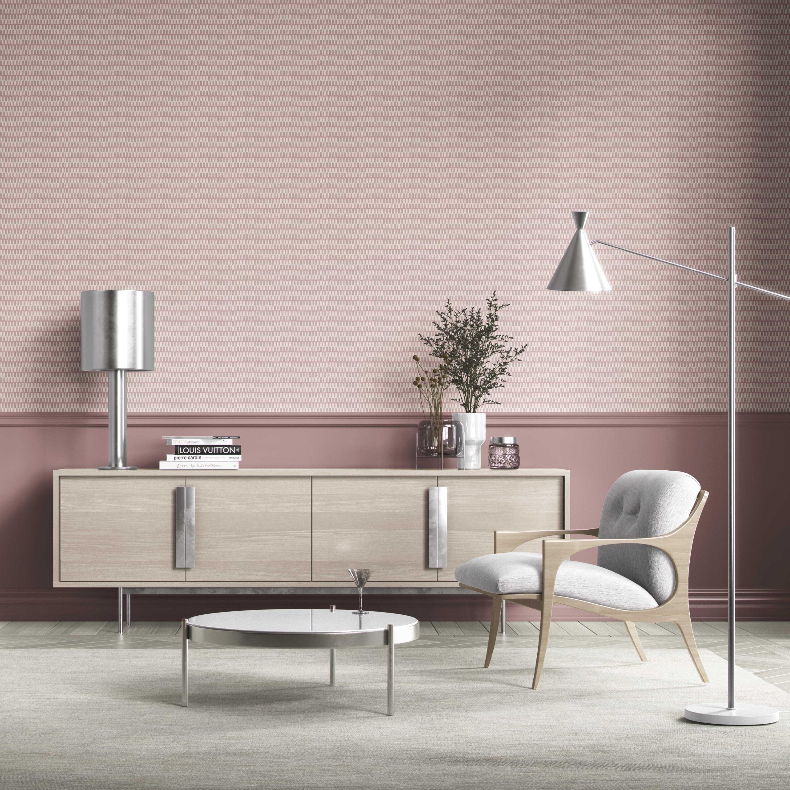 Modern Geometric Micro-Print Bathroom Wallpaper (Pink/ White)