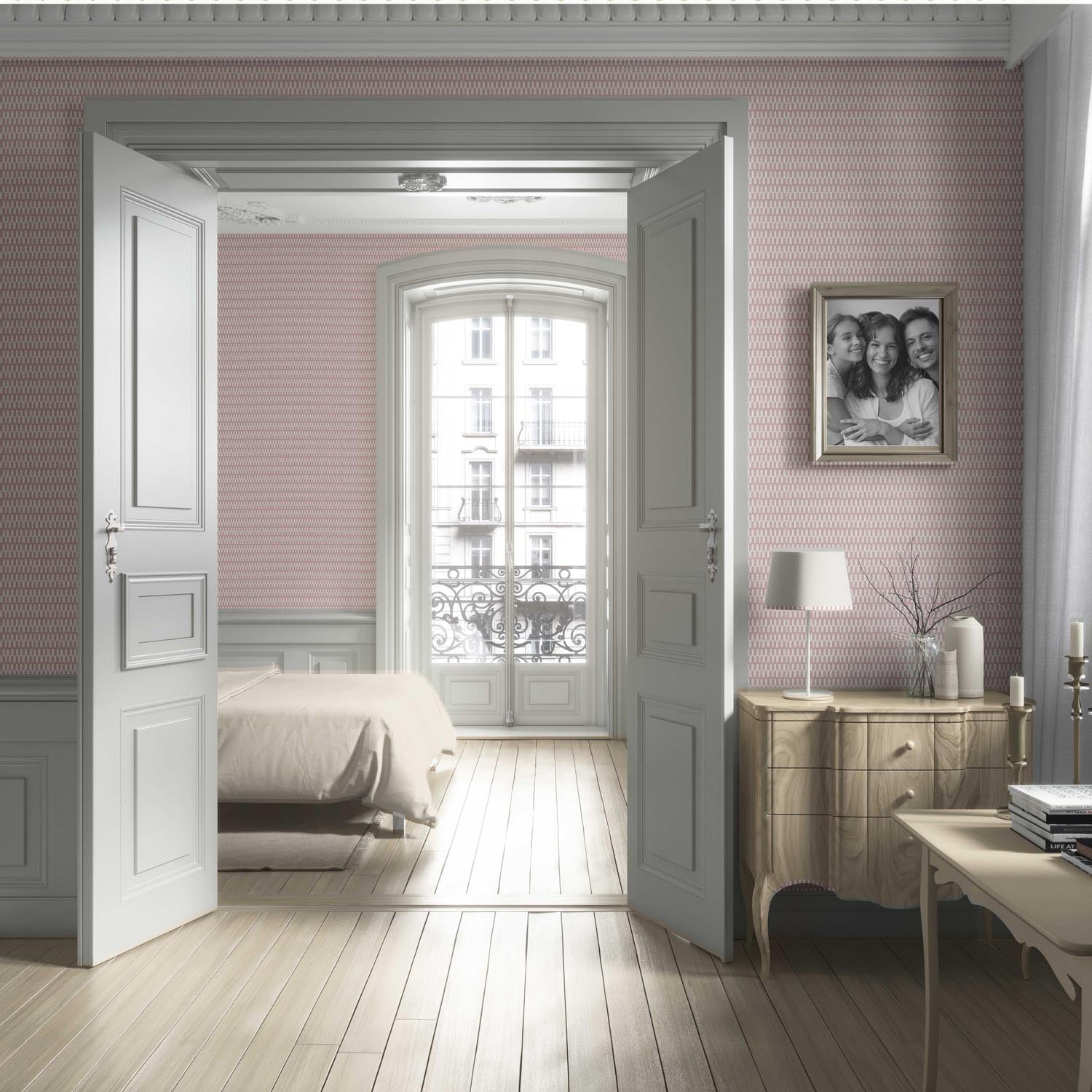 Modern Geometric Micro-Print Living Room Wallpaper (Pink/ White)