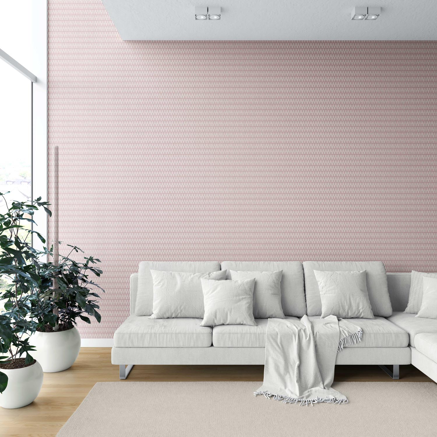 Modern Geometric Micro-Print Shower Toilet Wallpaper (Pink/ White)