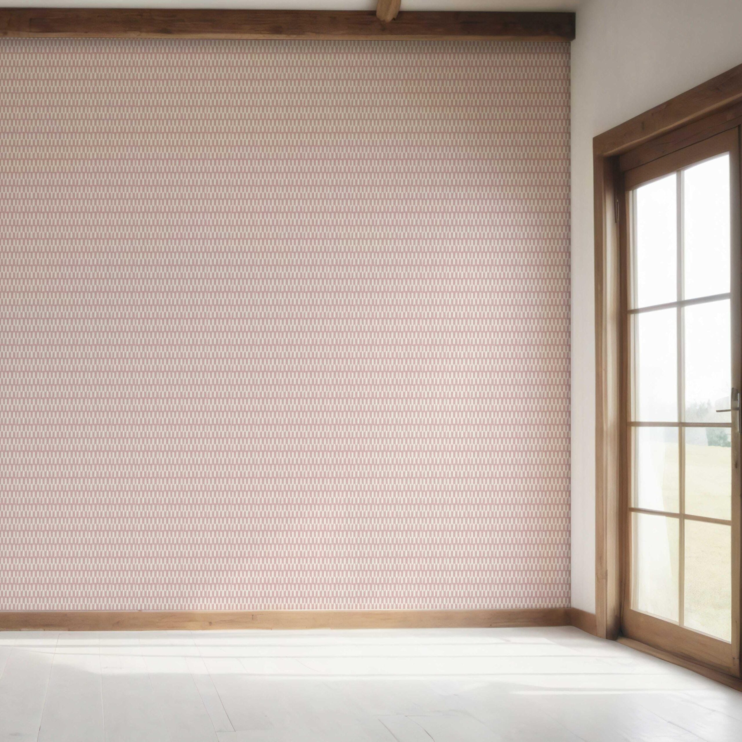 Modern Geometric Micro-Print Bedroom Wallpaper (Pink/ White)