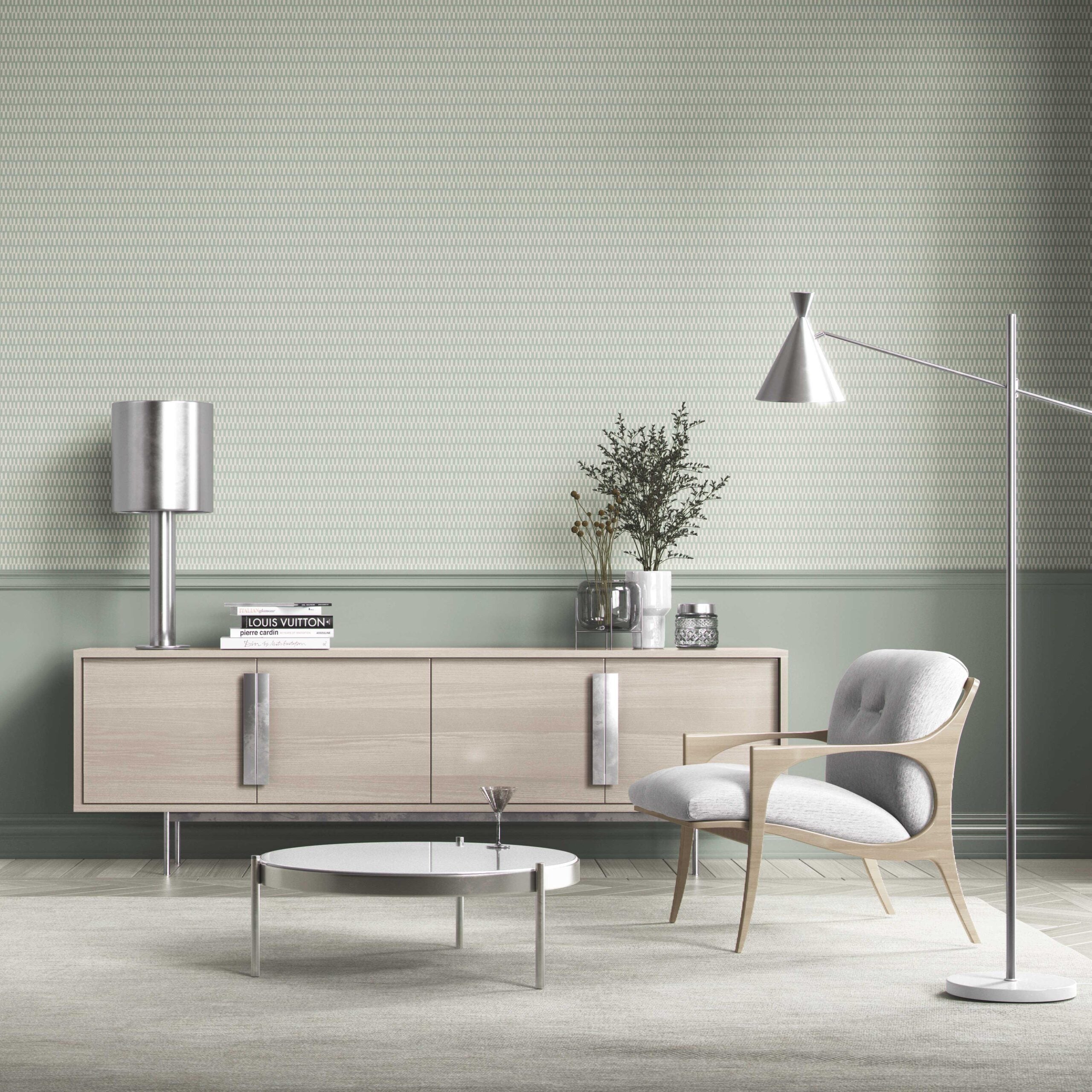 Modern Geometric Micro-Print Bathroom Wallpaper (Duck Egg Blue/ White)