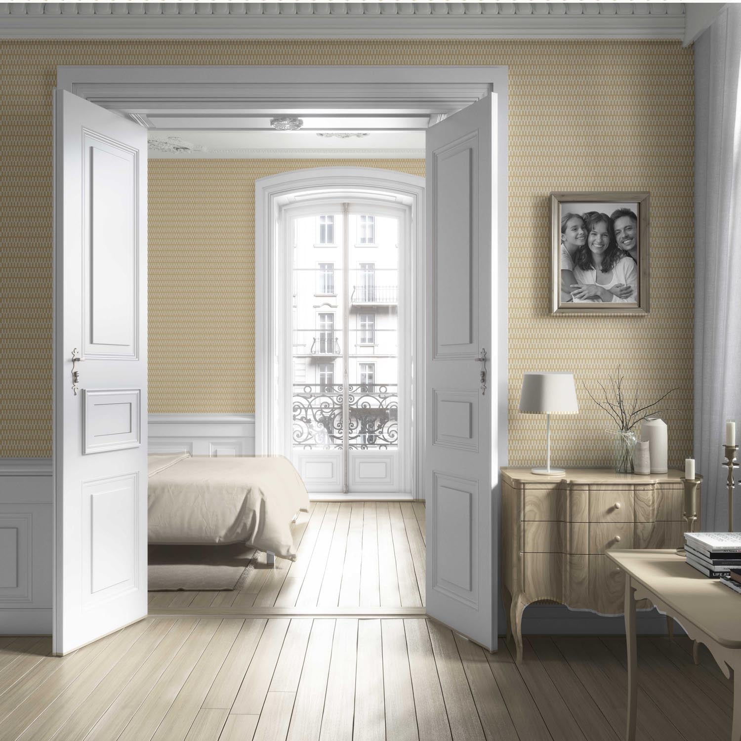 Modern Geometric Micro-Print Living Room Wallpaper (Yellow/ White)