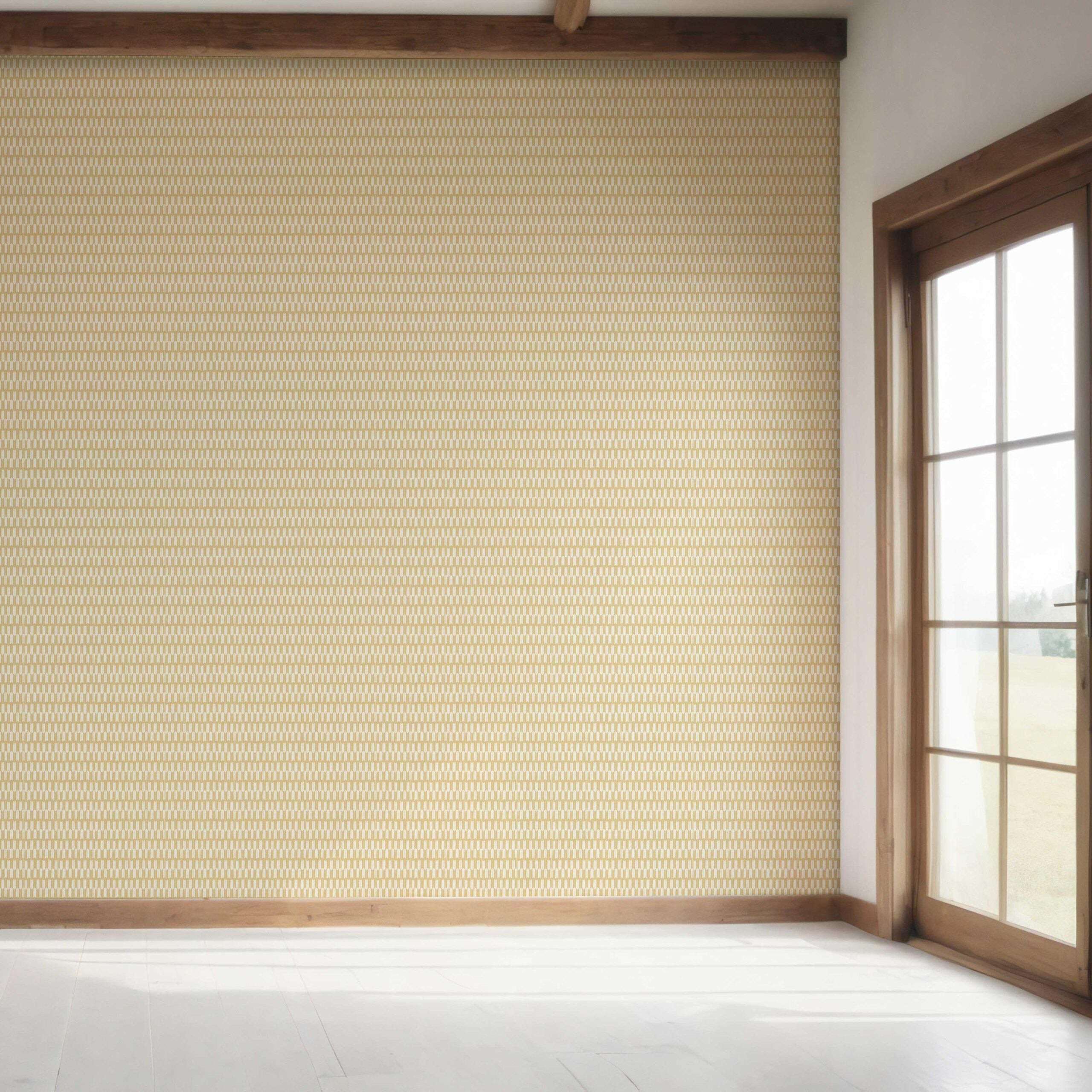 Modern Geometric Micro-Print Bedroom Wallpaper (Yellow/ White)
