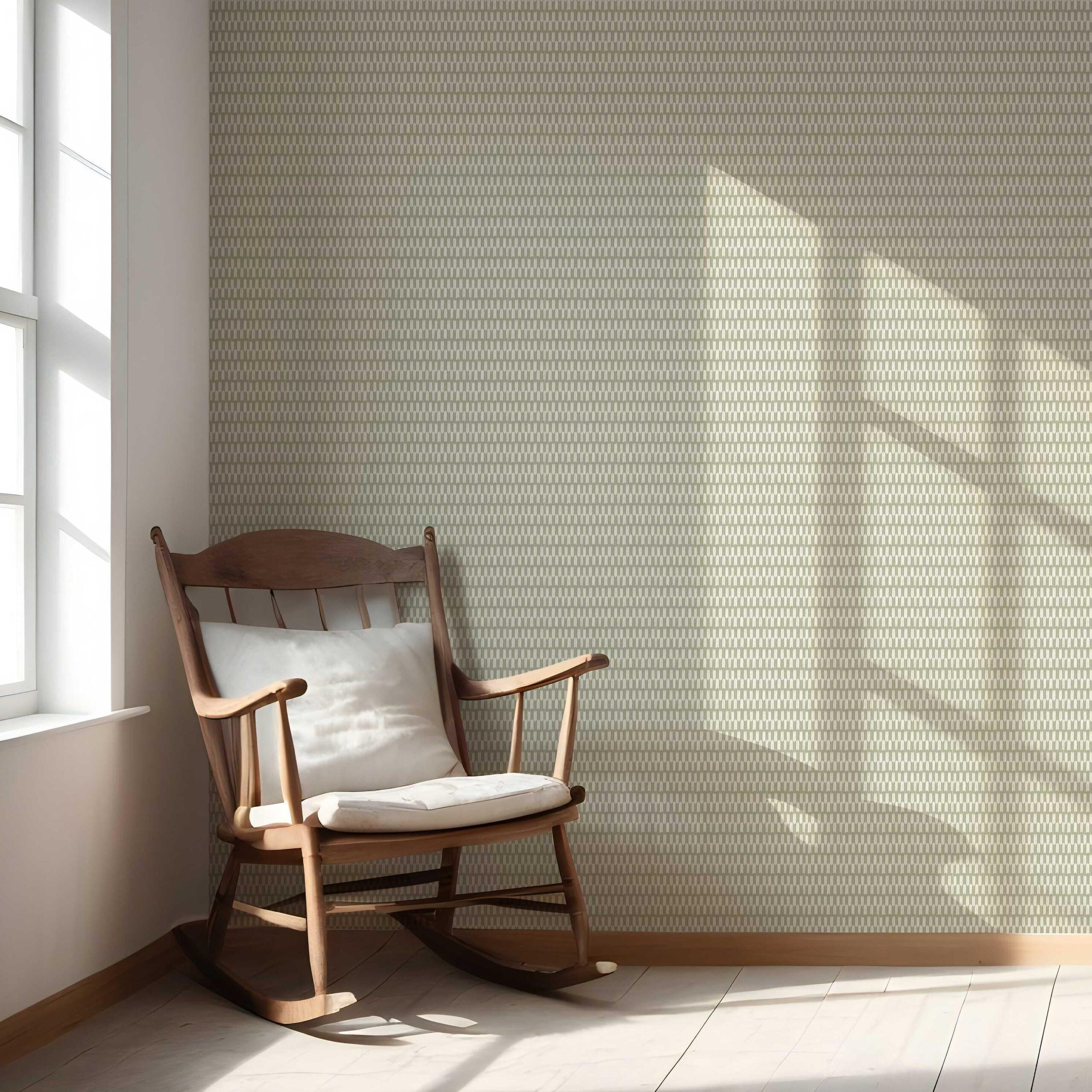 Modern Geometric Micro-Print Nursery Wallpaper (Light Olive Green)