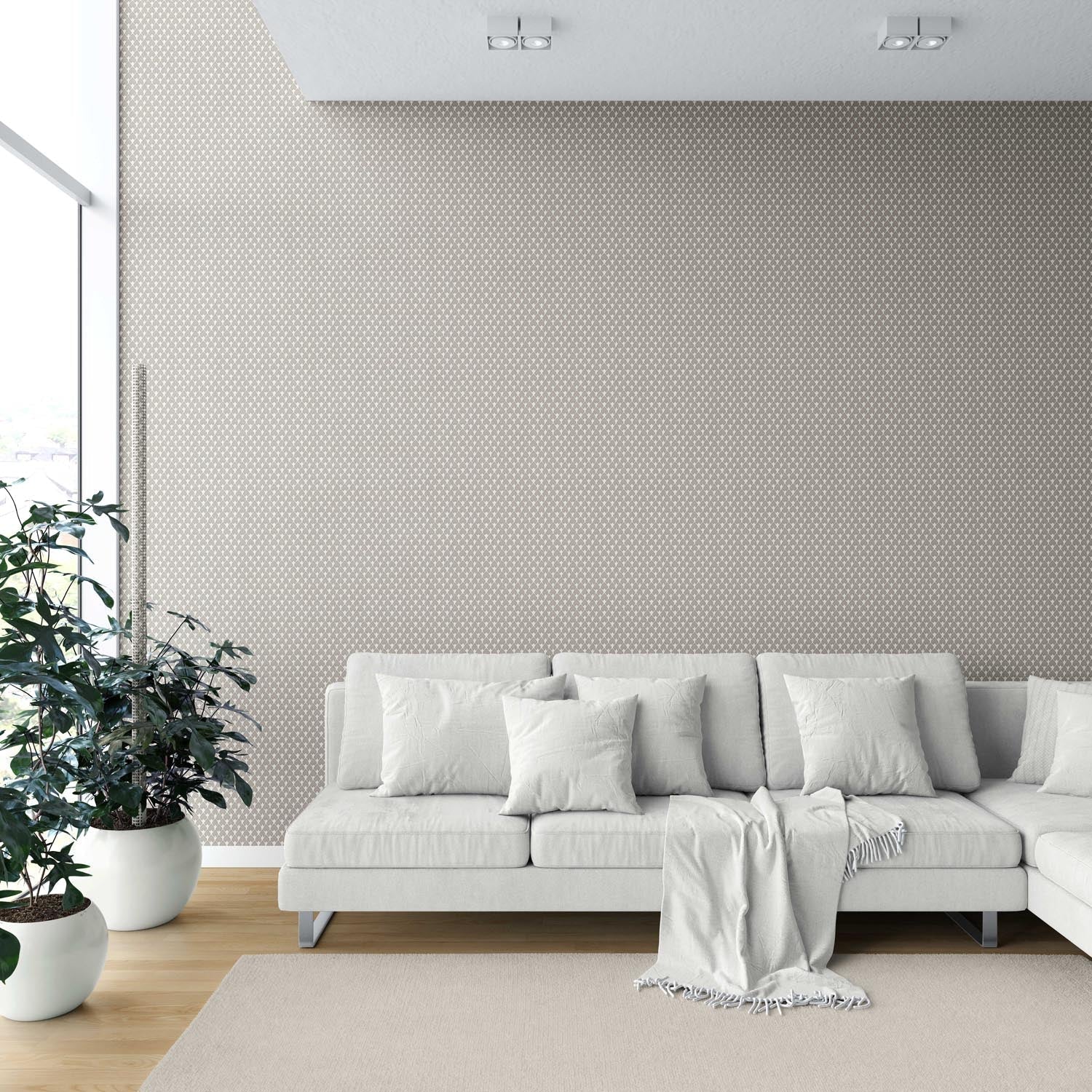 Neutral-Toned/ Small Geometric Print Shower Toilet Wallpaper Sample (Gray/ Greige)
