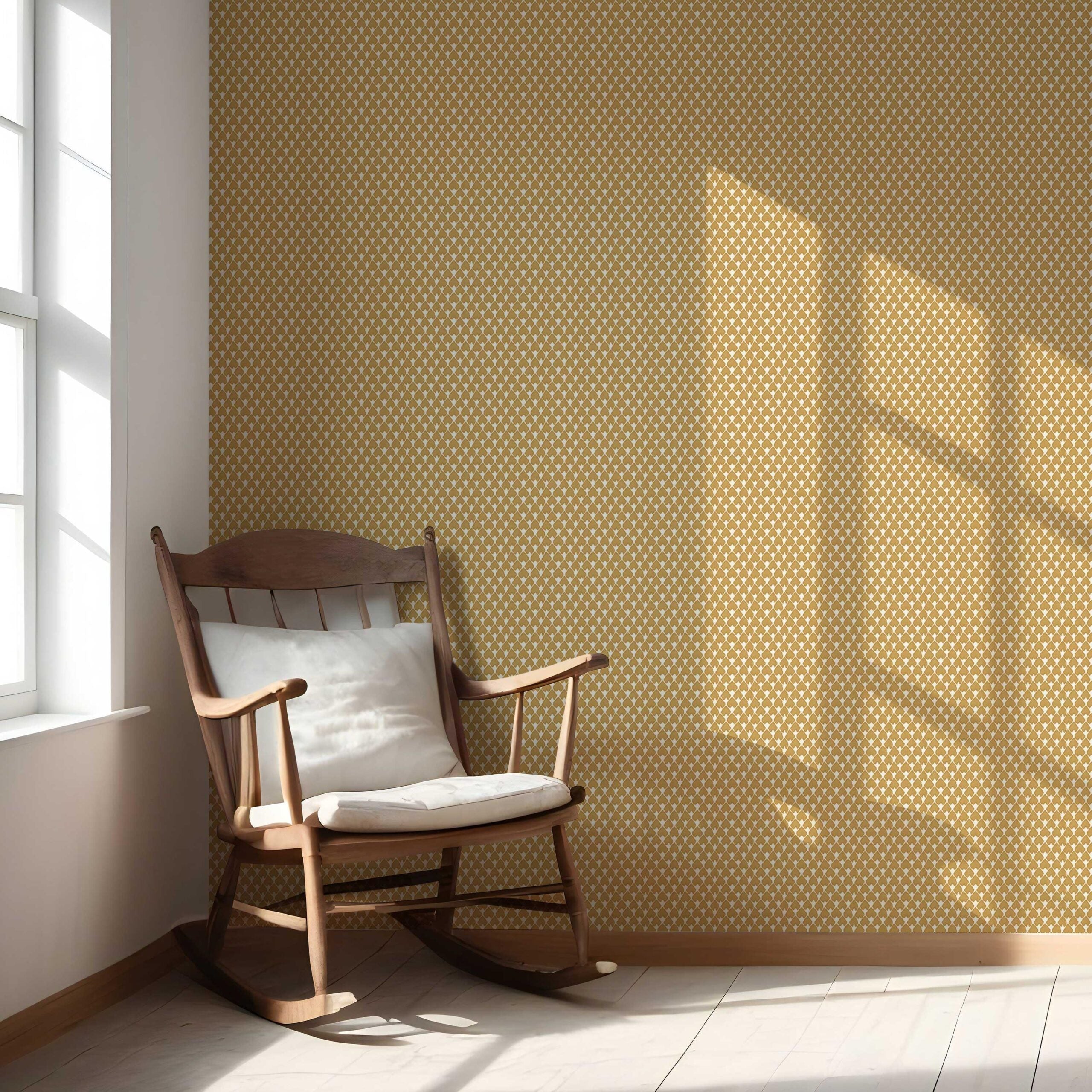 Small-Scale Geometric Print Nursery Wallpaper Sample (Yellow/ White)