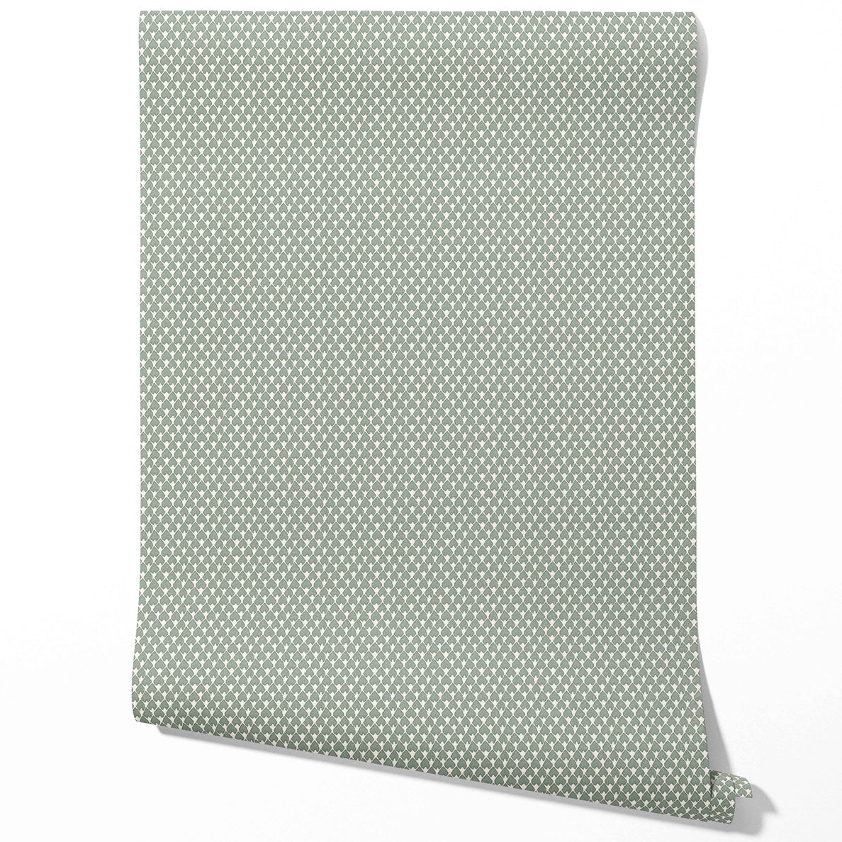 Neutral-Toned Small-Scale Geometric Print Kitchen Wallpaper Sample (Gray-Green/ White)