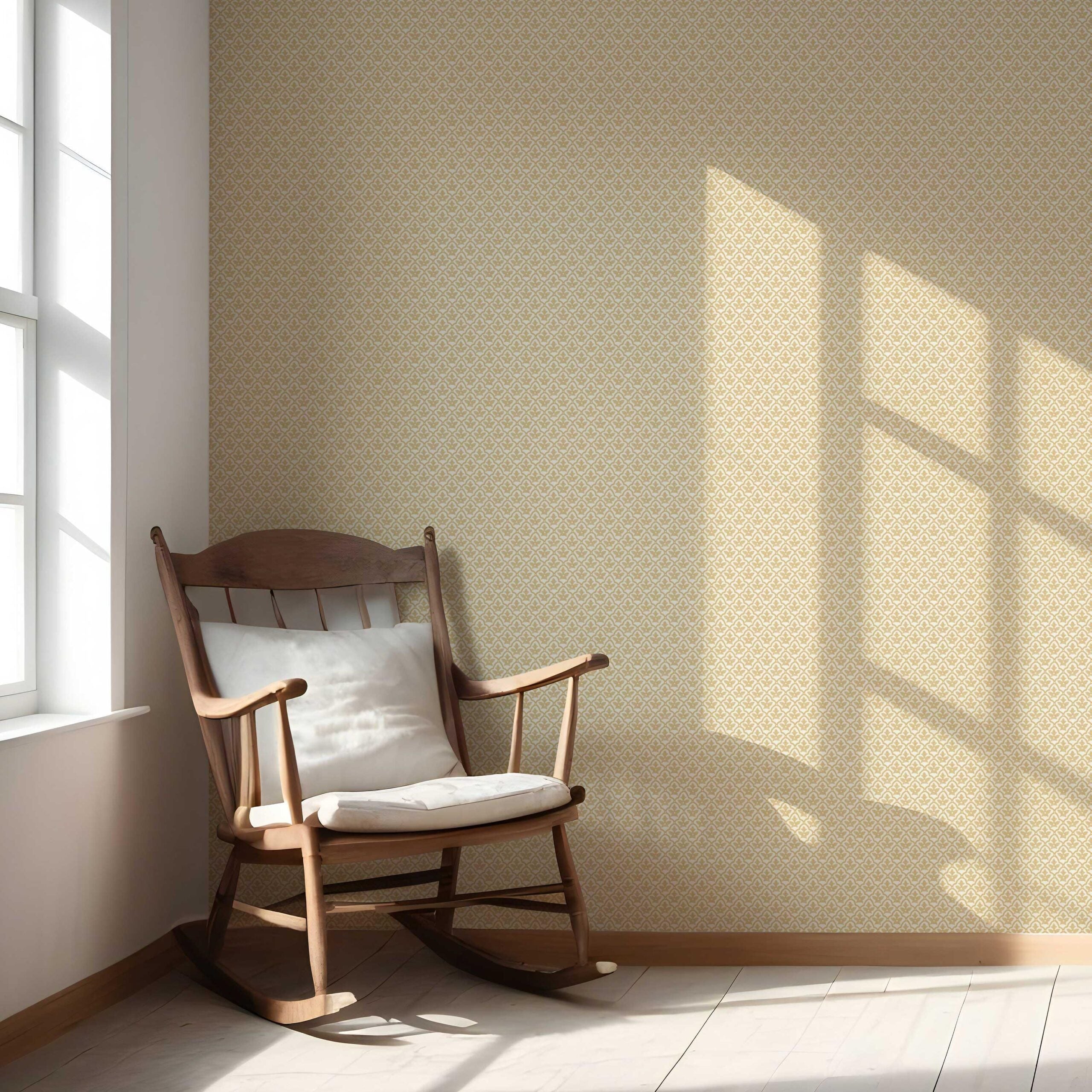 Small-Scale Floral Lattice Nursery Wallpaper Sample (Yellow/ White)