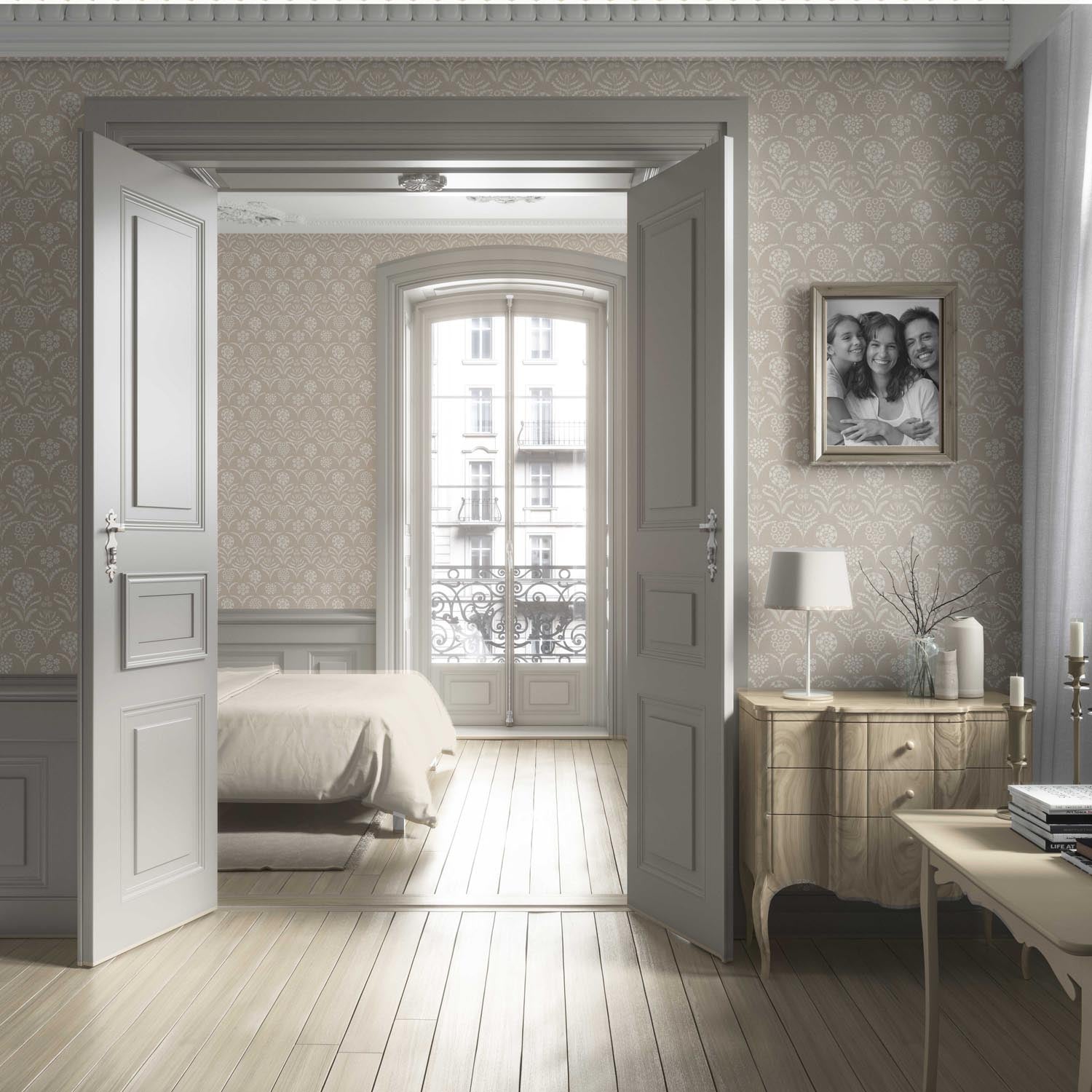 Modern Neural-Toned Floral/ Botanical Living Room Wallpaper Sample (Beige/ White)