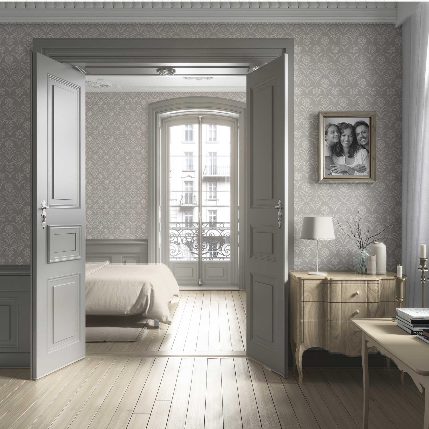 Modern Neural-Toned Floral/ Botanical Living Room Wallpaper Sample (Gray/ Taupe)