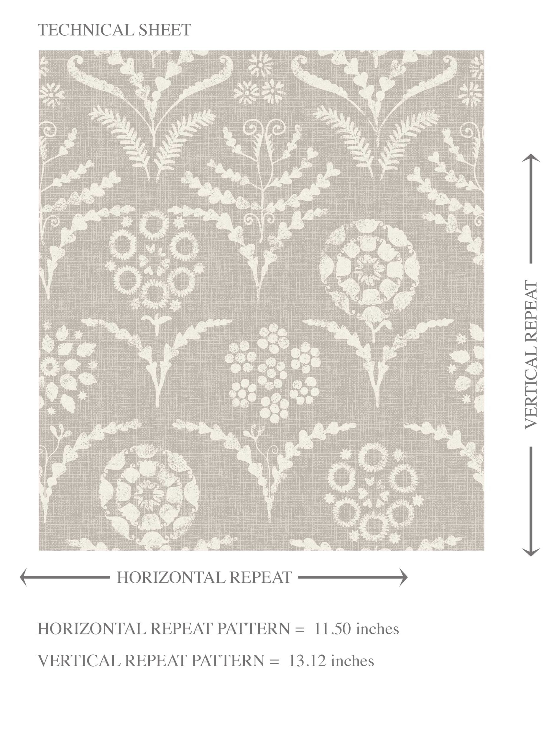 Modern Neural-Toned Floral/ Botanical Kids Room Wallpaper Sample (Gray/ Taupe)