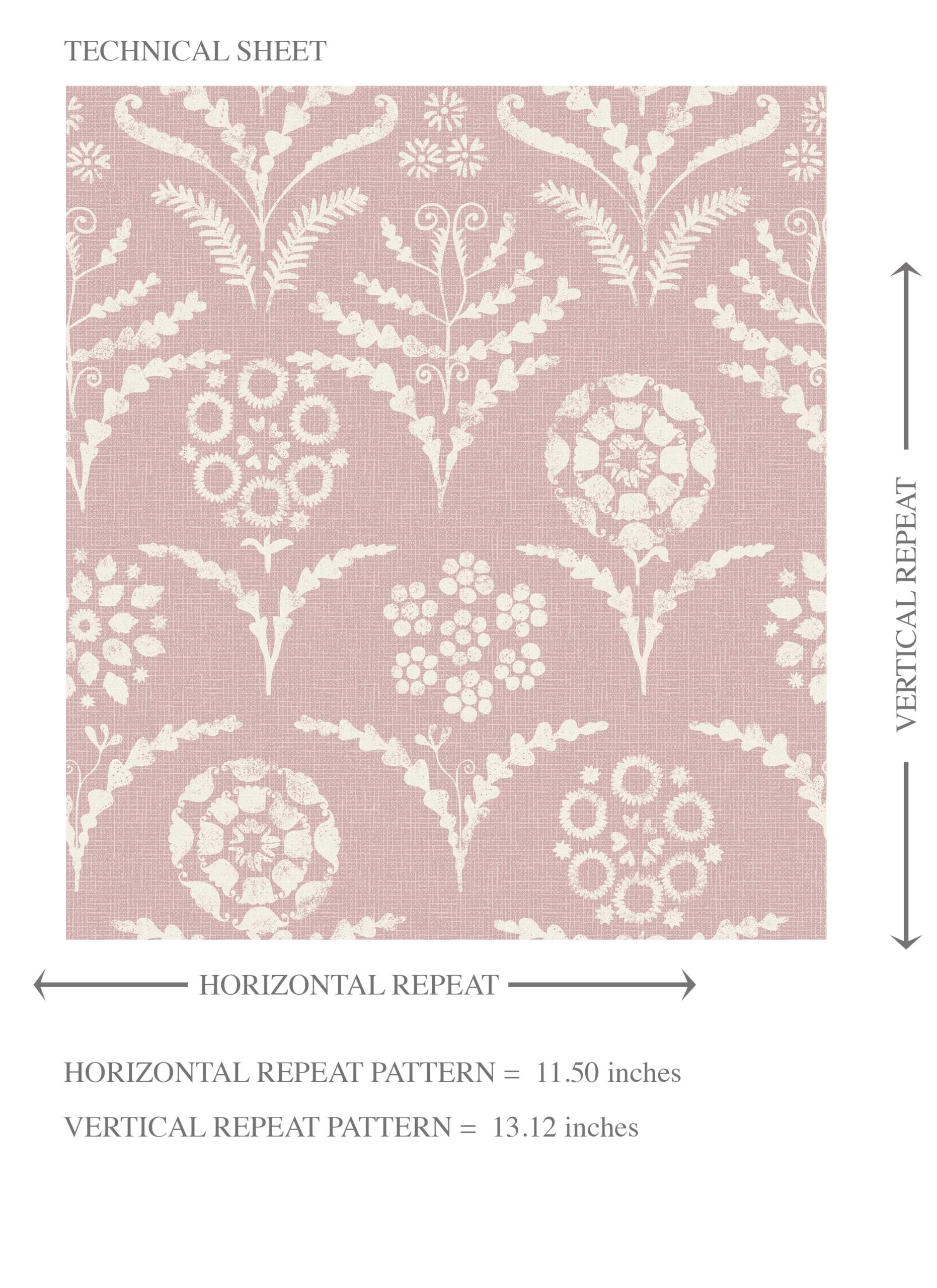 Modern Floral Botanical Kids Room Wallpaper Sample (Pink/ White)