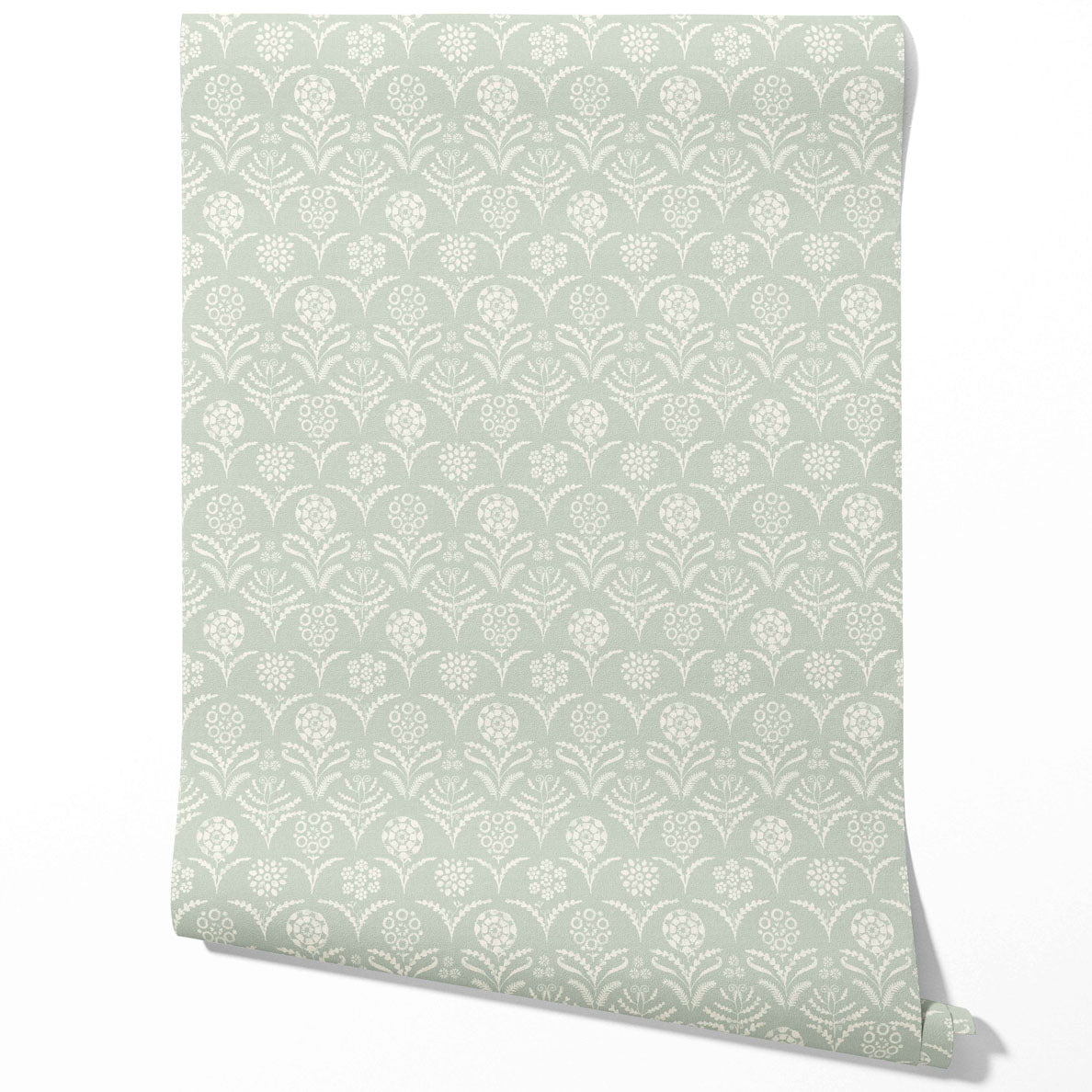 Modern Floral Botanical Traditional Wallpaper Sample (Pastel Blue)