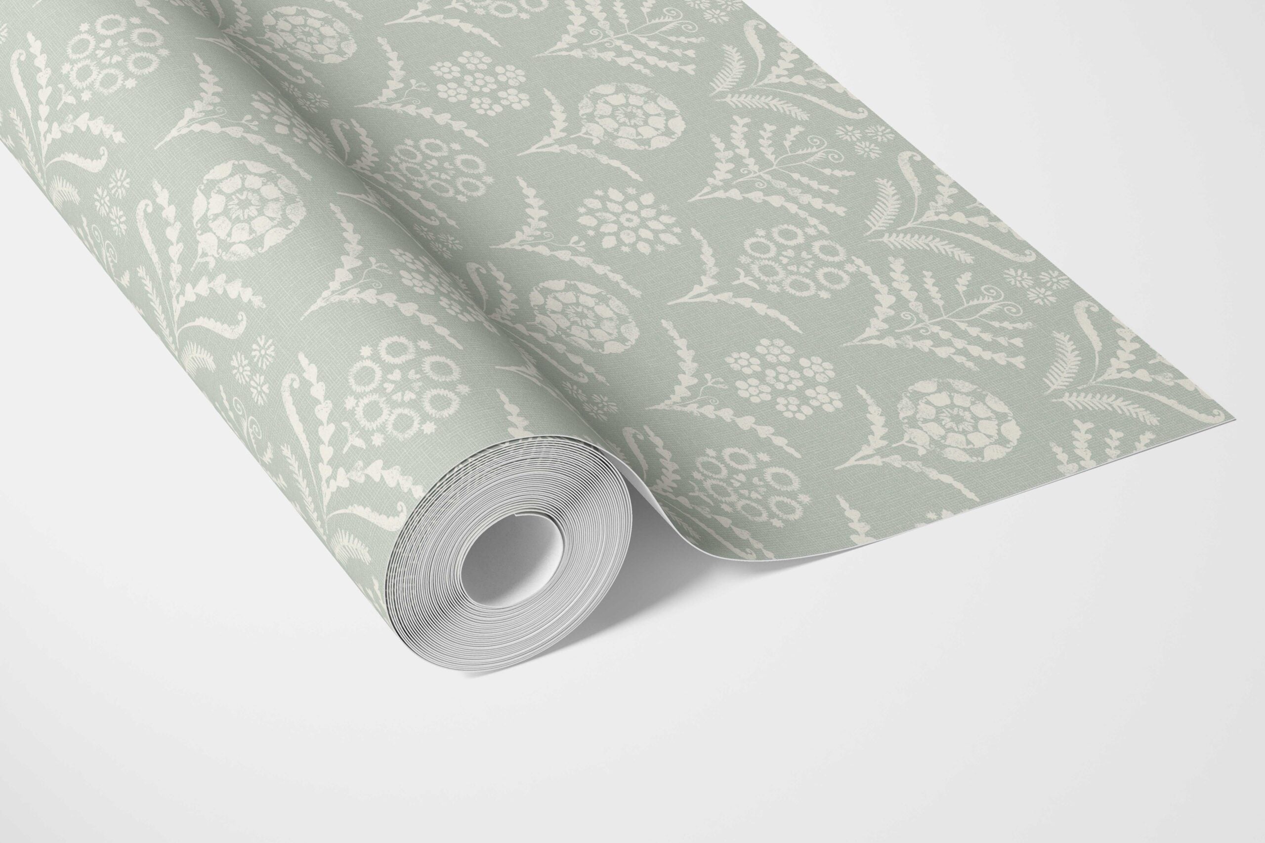 Modern Floral Botanical Bathroom Wallpaper Sample (Pastel Blue)